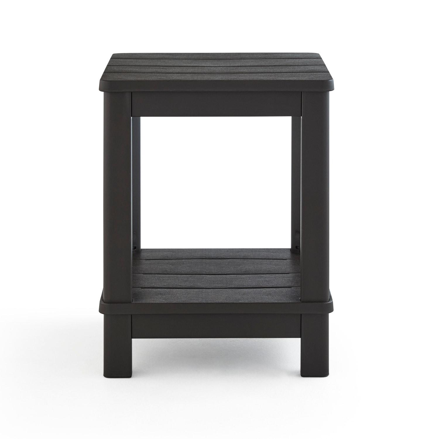 Deluxe 20 in. Resin Brown Square Patio Side Table With Storage