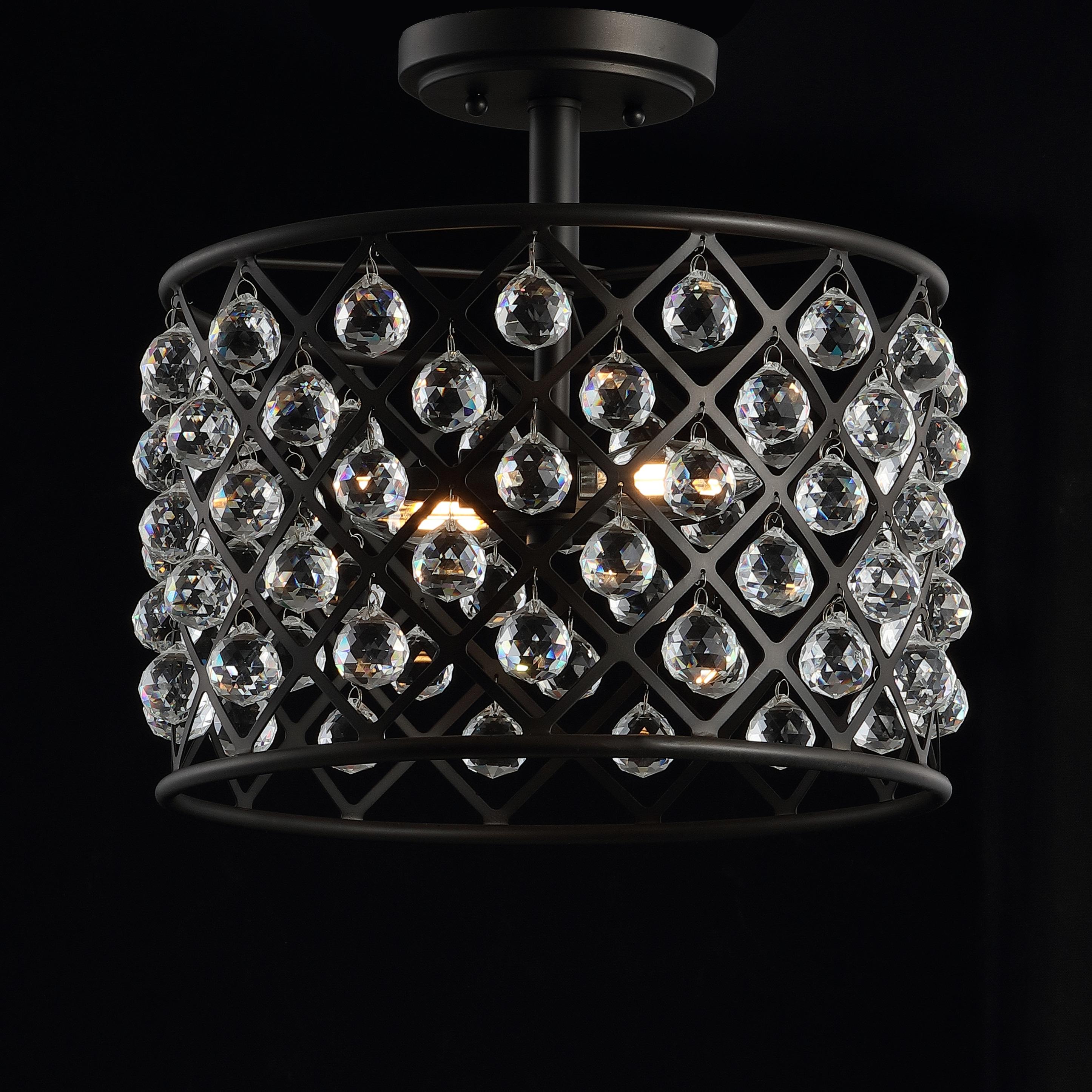 Gabrielle 14.5" Crystal/Metal LED Semi-Flush Mount, Oil Rubbed Bronze