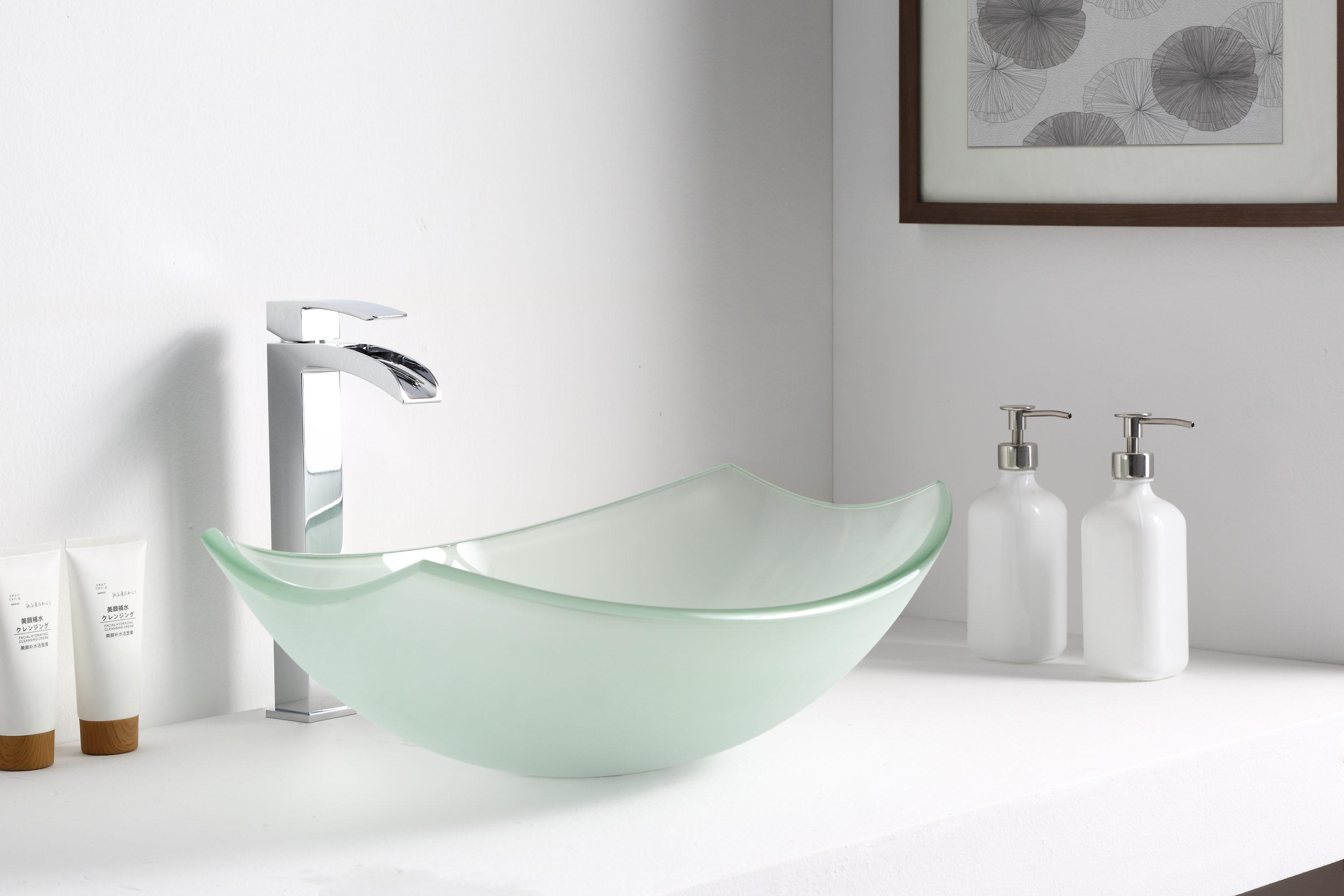 ANZZI Pendant 14.6'' Clear Tempered Glass Specialty Bathroom Sink