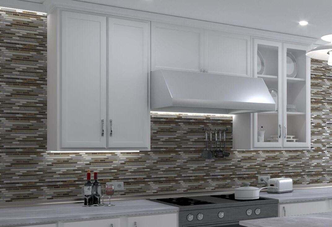 Wright-Scape Straight Edge Glass & Slate Brick Joint Mosaic Kitchen Backsplash, Bathroom, Shower, Pool, Wall and Floor Tile