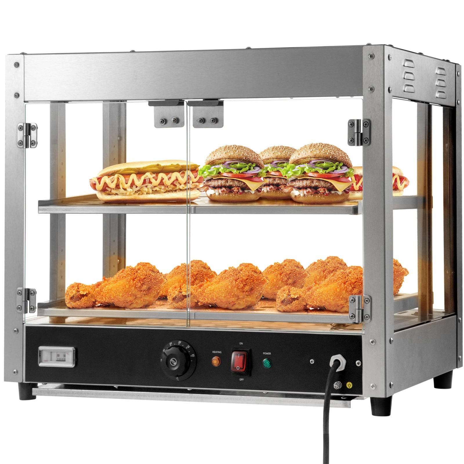 VEVOR 2-Tier Commercial Food Warmer Display - Countertop Pizza Cabinet with Light