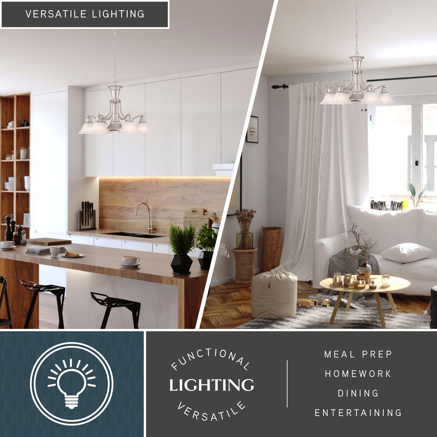 Vaxcel Standford 6 - Light Chandelier in  Brushed Nickel