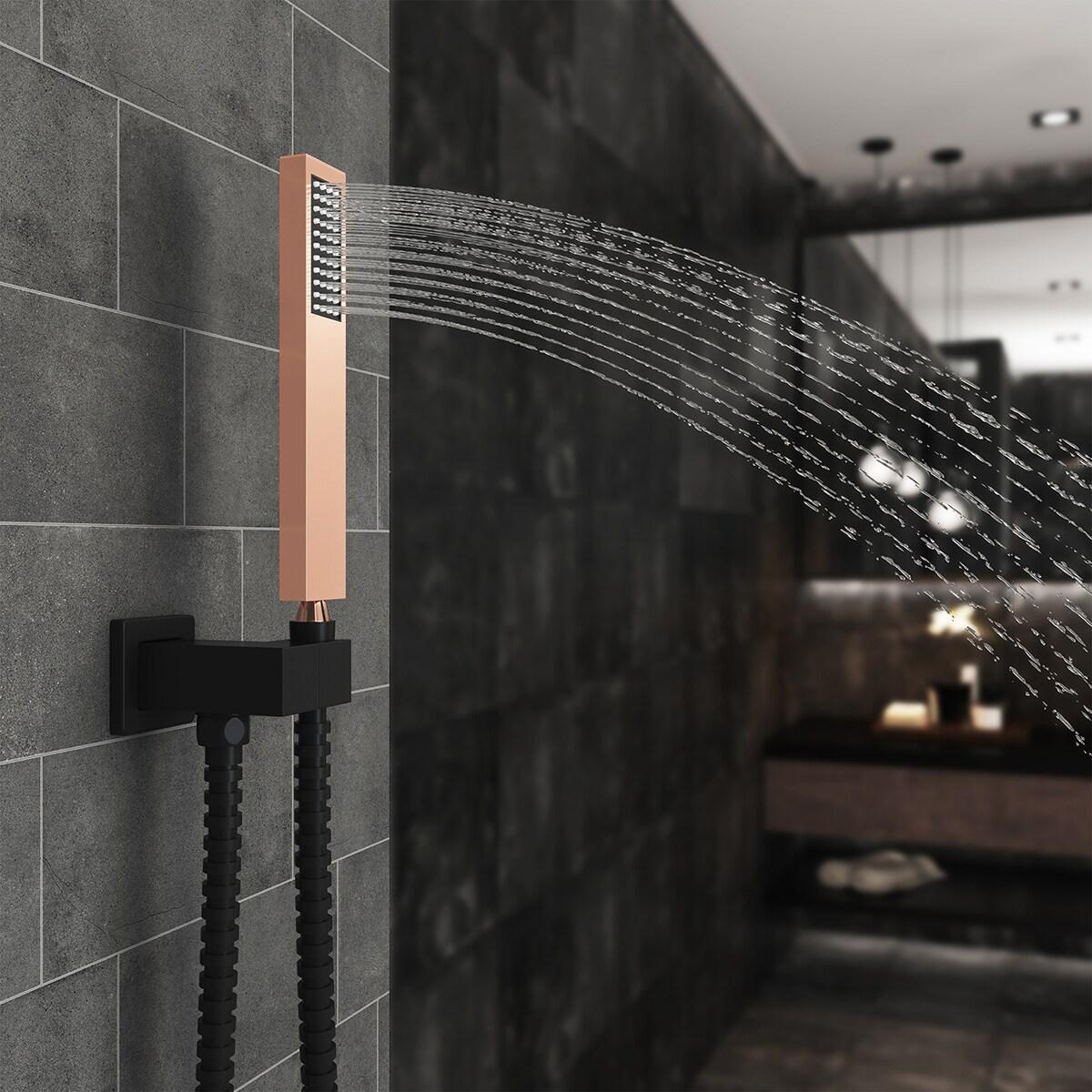 10 Inch Matte Black Shower System with Handheld Shower head, Bathroom Mixer Shower Set Wall Mounted Shower Faucet Rough-in Valve and Trim Kit