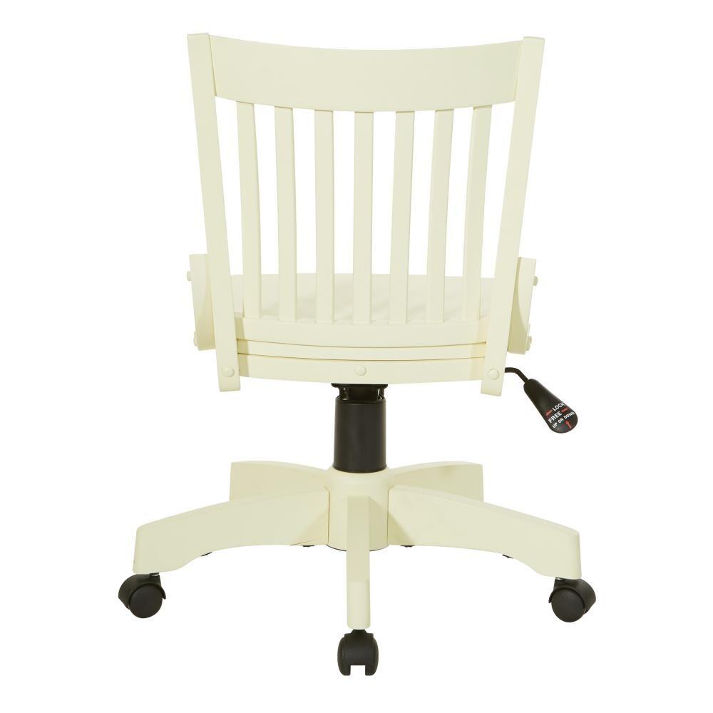OSP Deluxe Armless Wood Bankers Chair with Wood Seat, Antique White