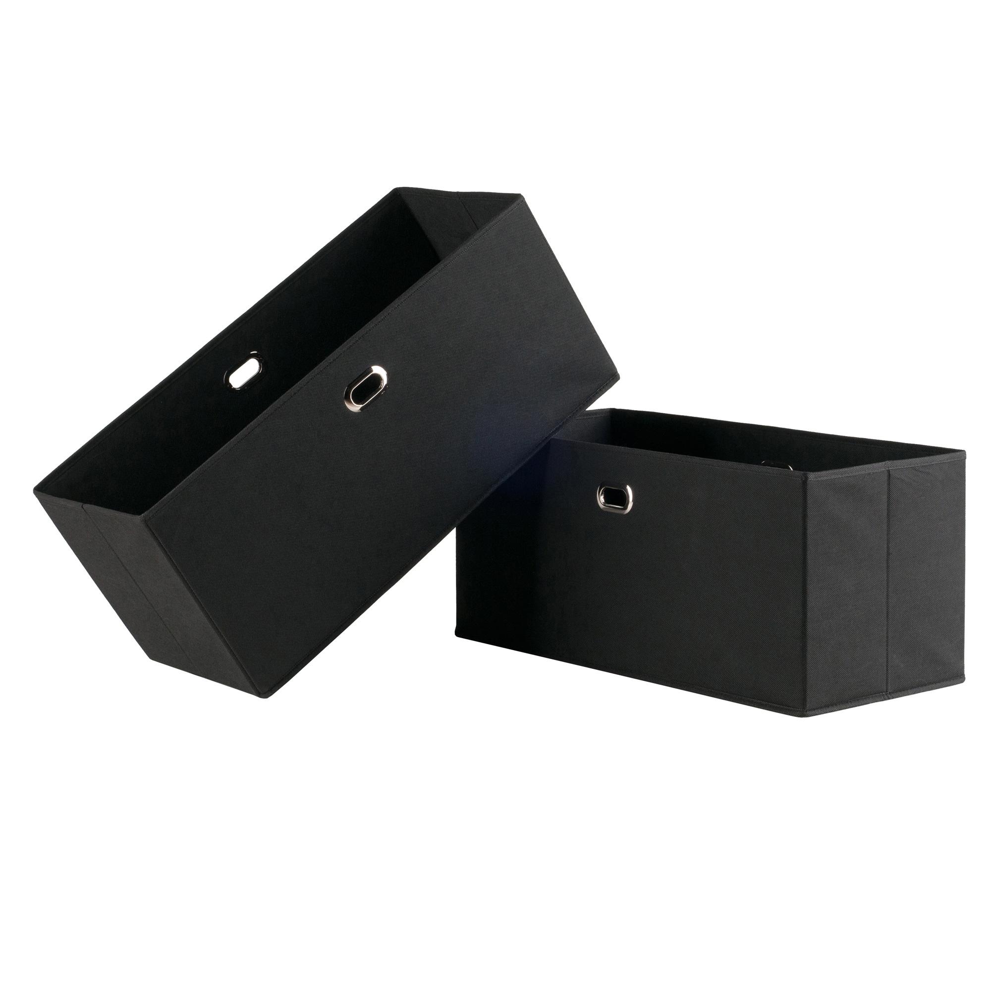 Decorative Basket Winsome Black: Foldable Fabric, Reinforced Chrome Handles, Fits 11" Cube Storage System