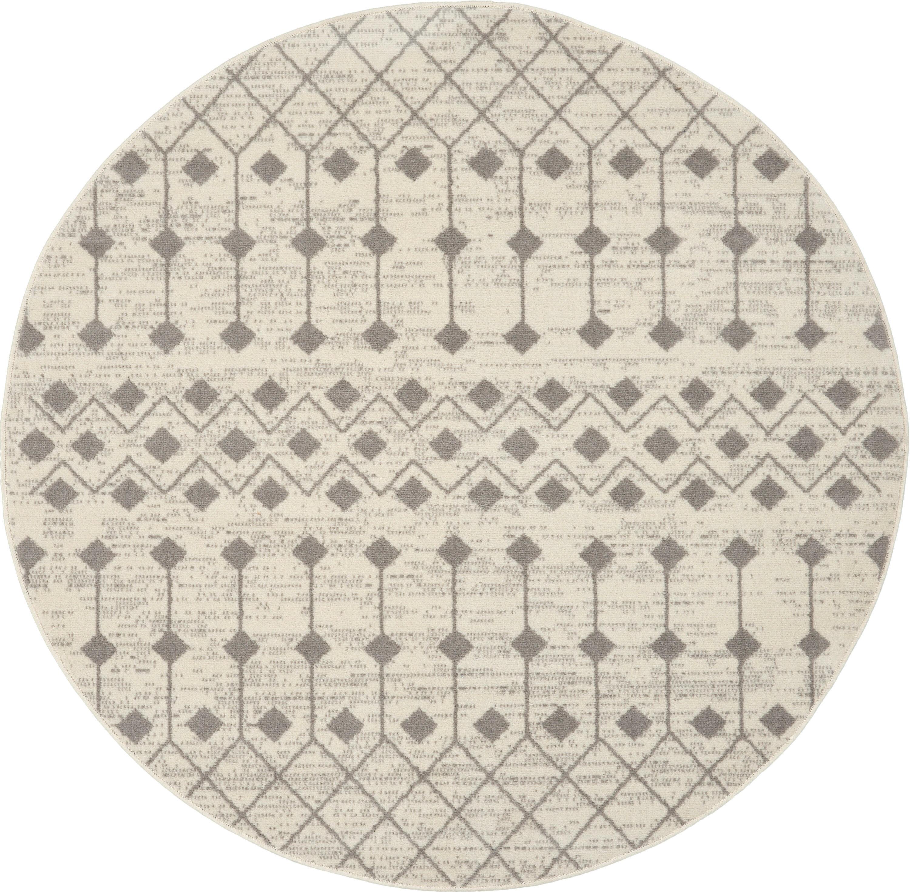 Nourison Grafix GRF37 Indoor Area Rug Ivory/Grey 5'3" x ROUND