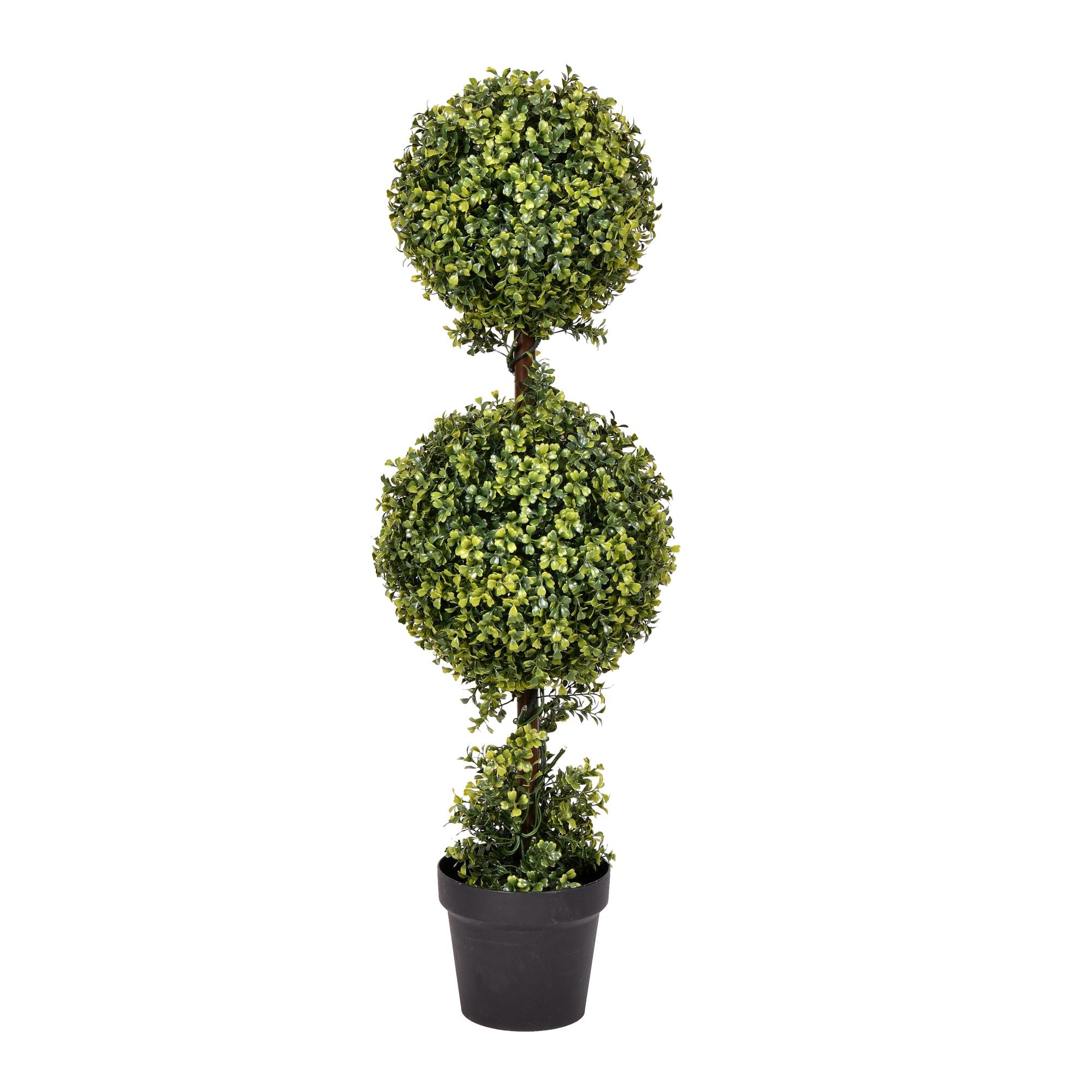 Vickerman 36" Artificial Boxwood In Nursery Pot: Faux Topiary Plant for Indoor/Outdoor Decor, Polyethylene, UV Resistant