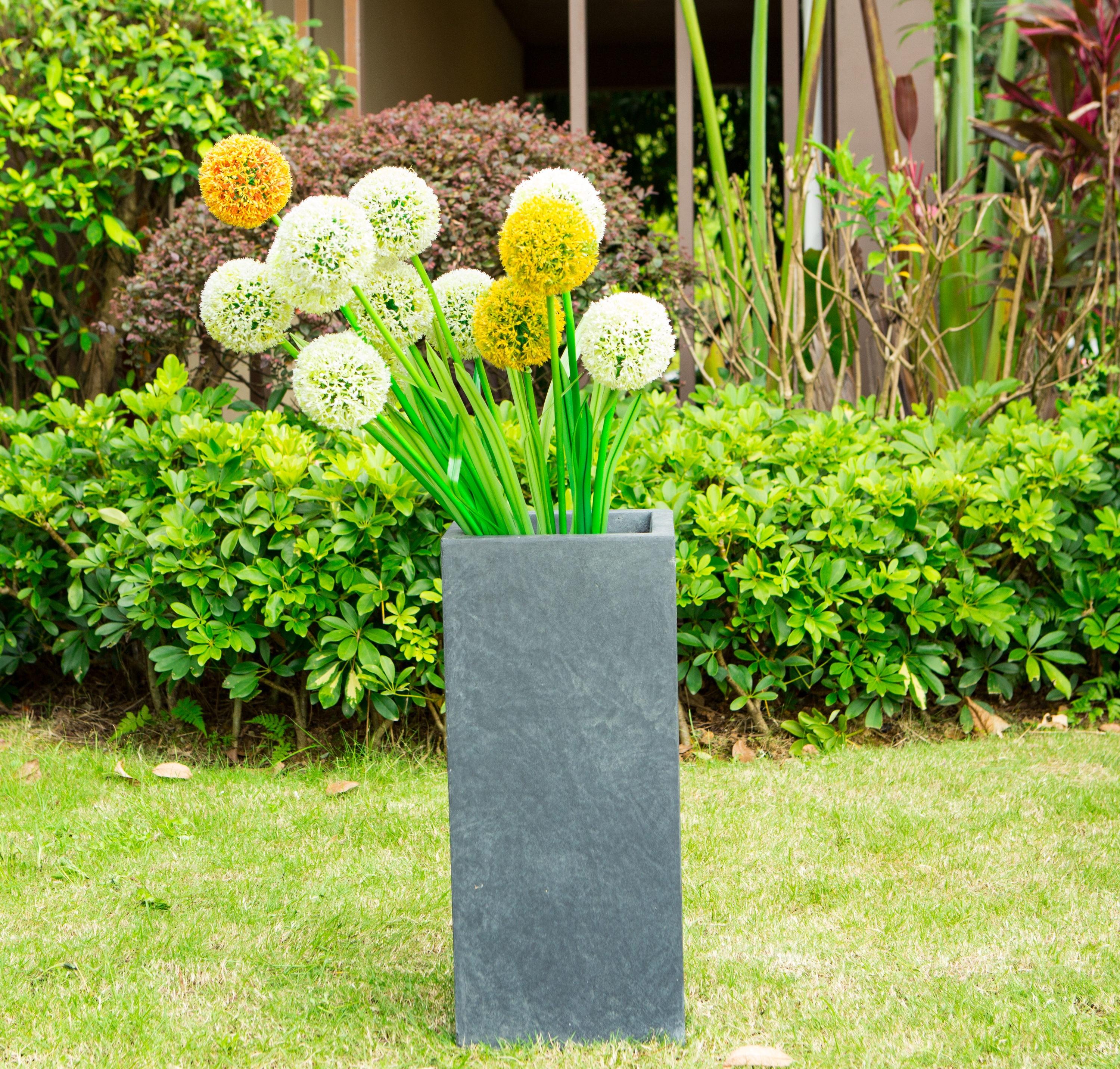 Rosemead Home & Garden, Inc. 24" x 11" Rectangular Kante Lightweight Modern Tall Outdoor Planter Charcoal