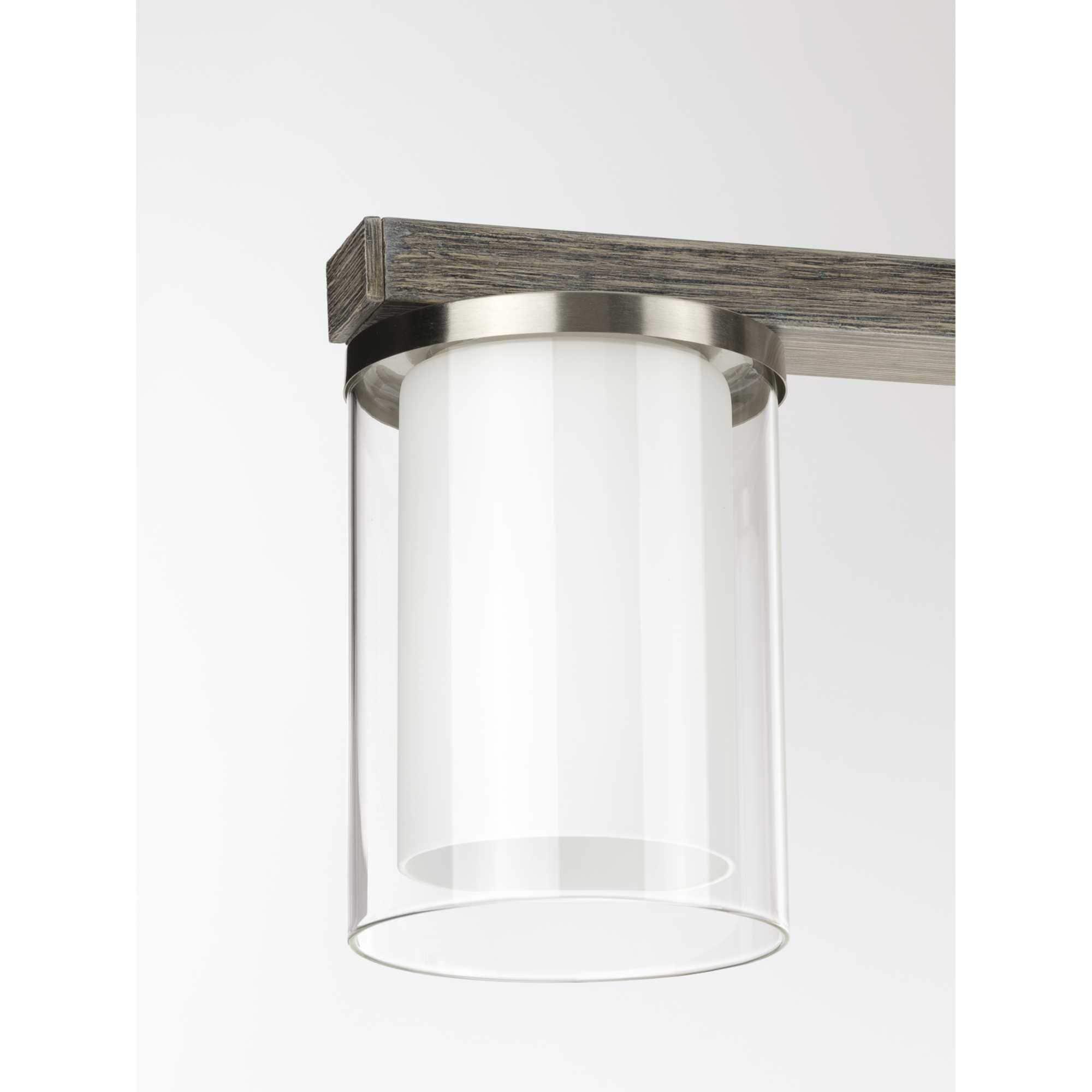 Progress Lighting Mast 4-Light Island Pendant, Brushed Nickel, Clear and Etched Glass Shades
