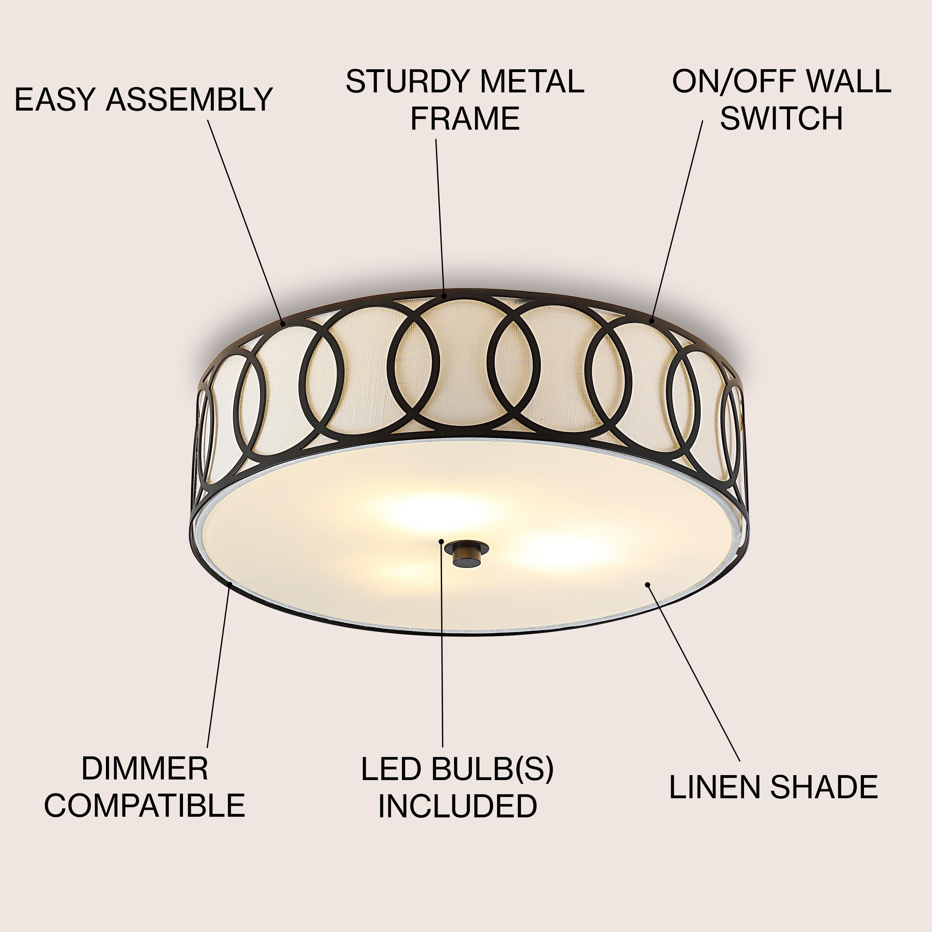 Aubrey 3-Light 15.5" Metal LED Flush Mount, Oil Rubbed Bronze