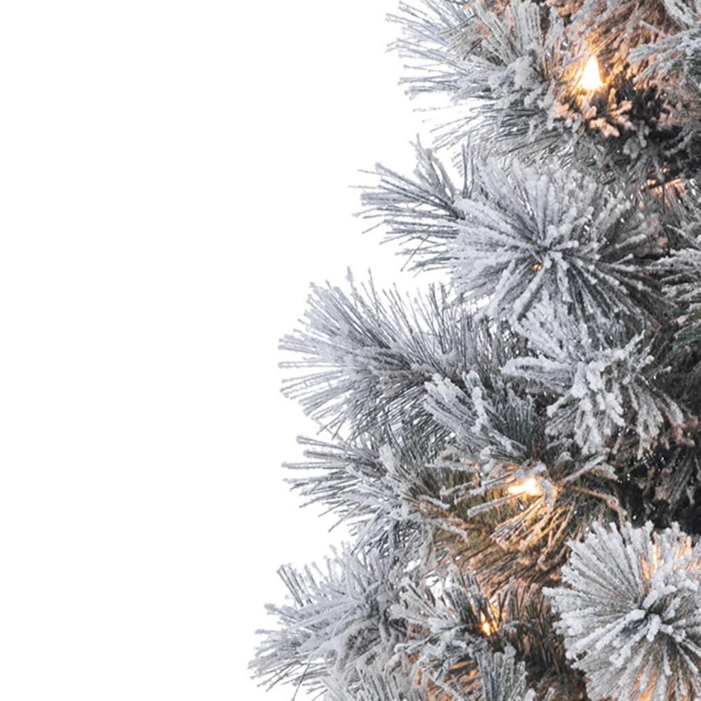 Gerson 4.5 ft. Pre Lit Clear UL Potted Flocked Hard Needle Boise Pine
