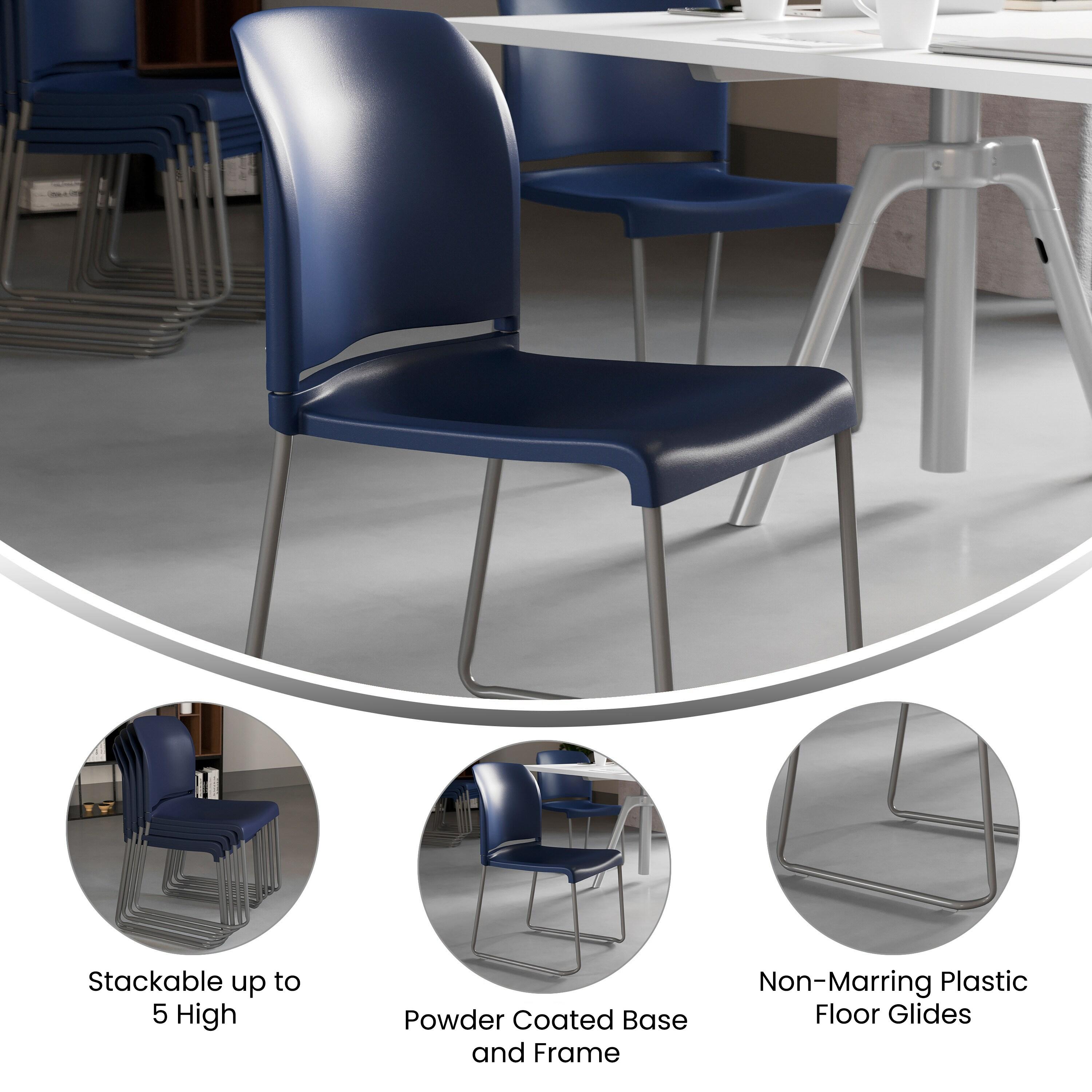 Flash Furniture Brielle Contoured Sled Base Stackable Waiting Room Chairs (Set of 5)