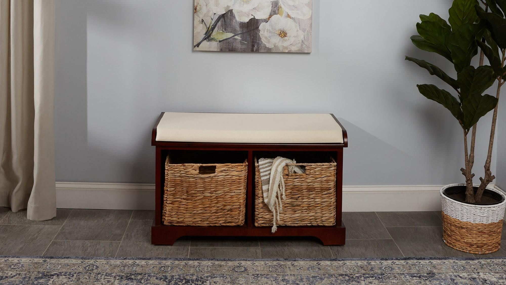 Freddy Wicker Storage Bench - Cherry - Safavieh