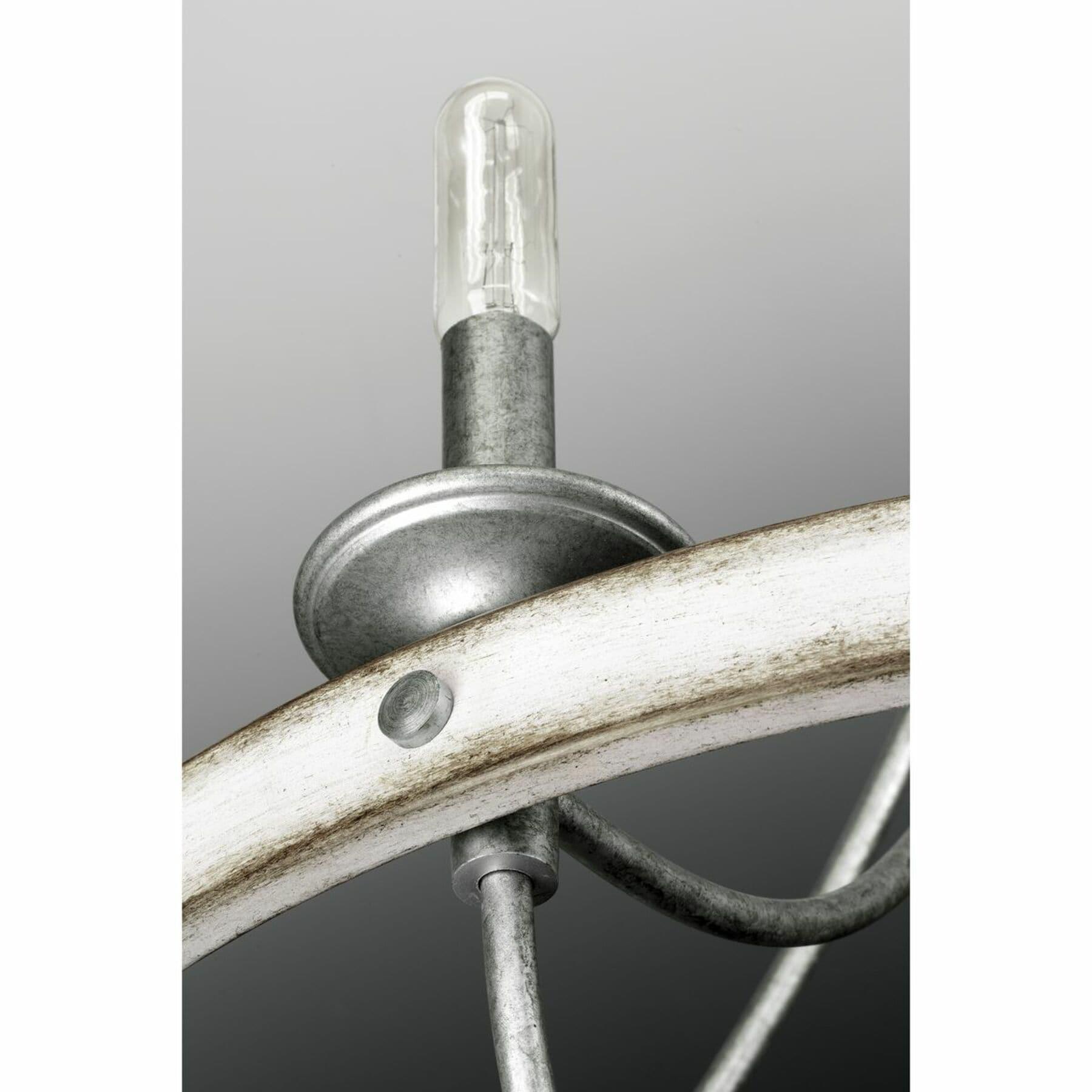 Progress Lighting Gulliver 5-Light Chandelier, Galvanized Finish, Wood Grained Texture Shade