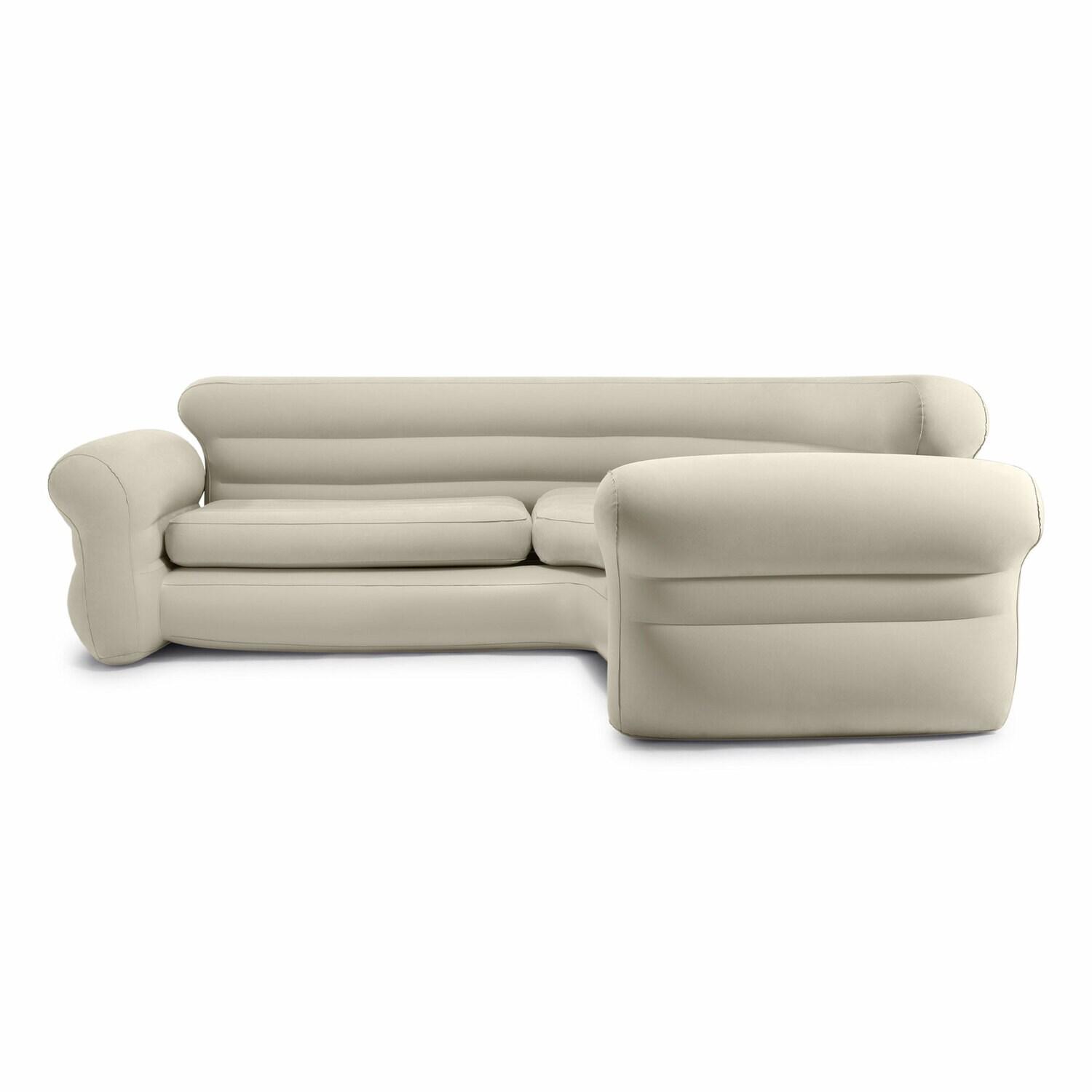 INTEX 68575EP Inflatable Corner Sofa: L-Shaped – Indoor Use – 2-in-1 Valve – 880lb Weight Capacity – 101” x 80” x 30”