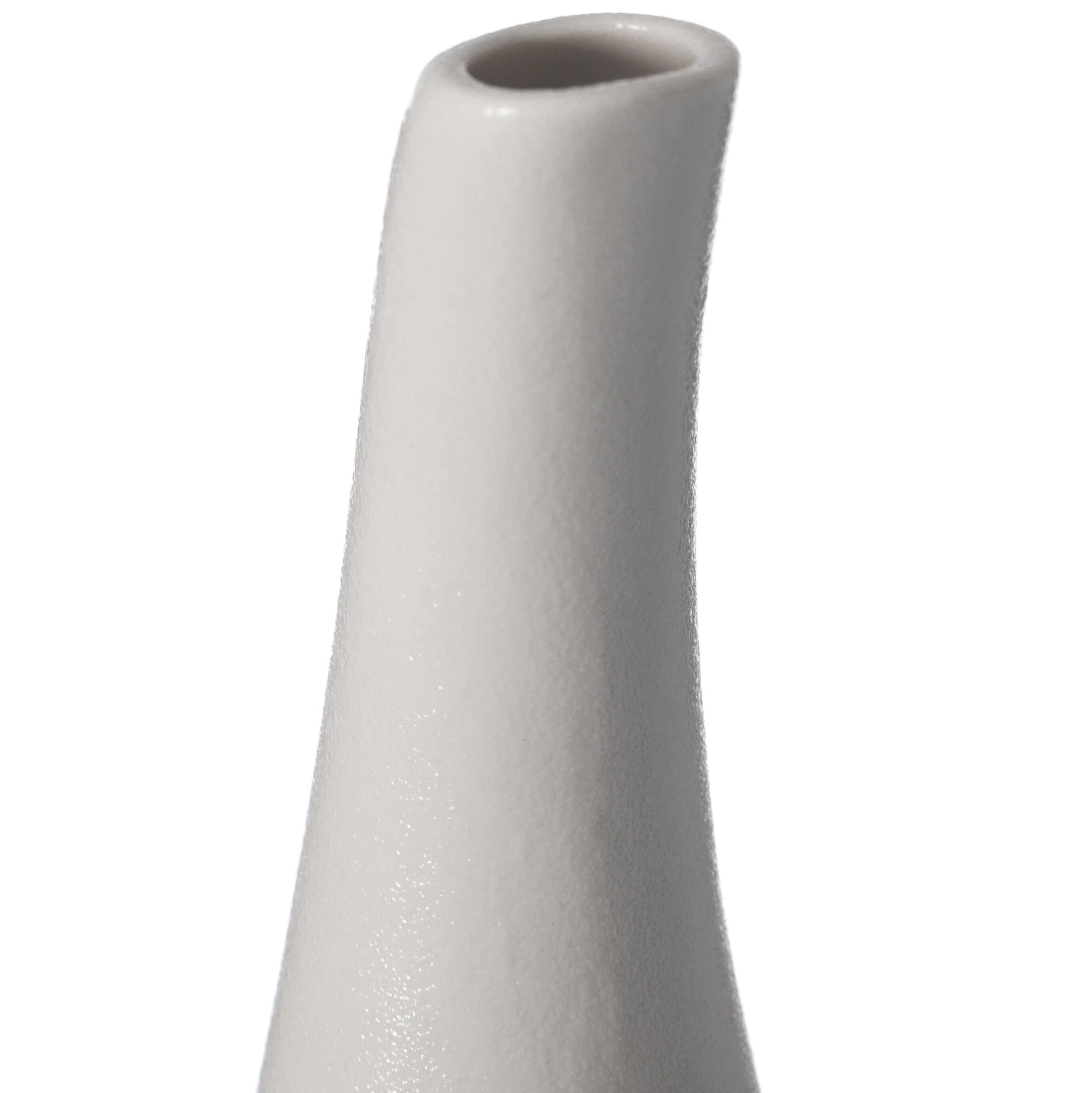 Uniquewise White Contemporary Unique Teardrop Shaped Ceramic Table Vase Flower Holder,12.5 Inch