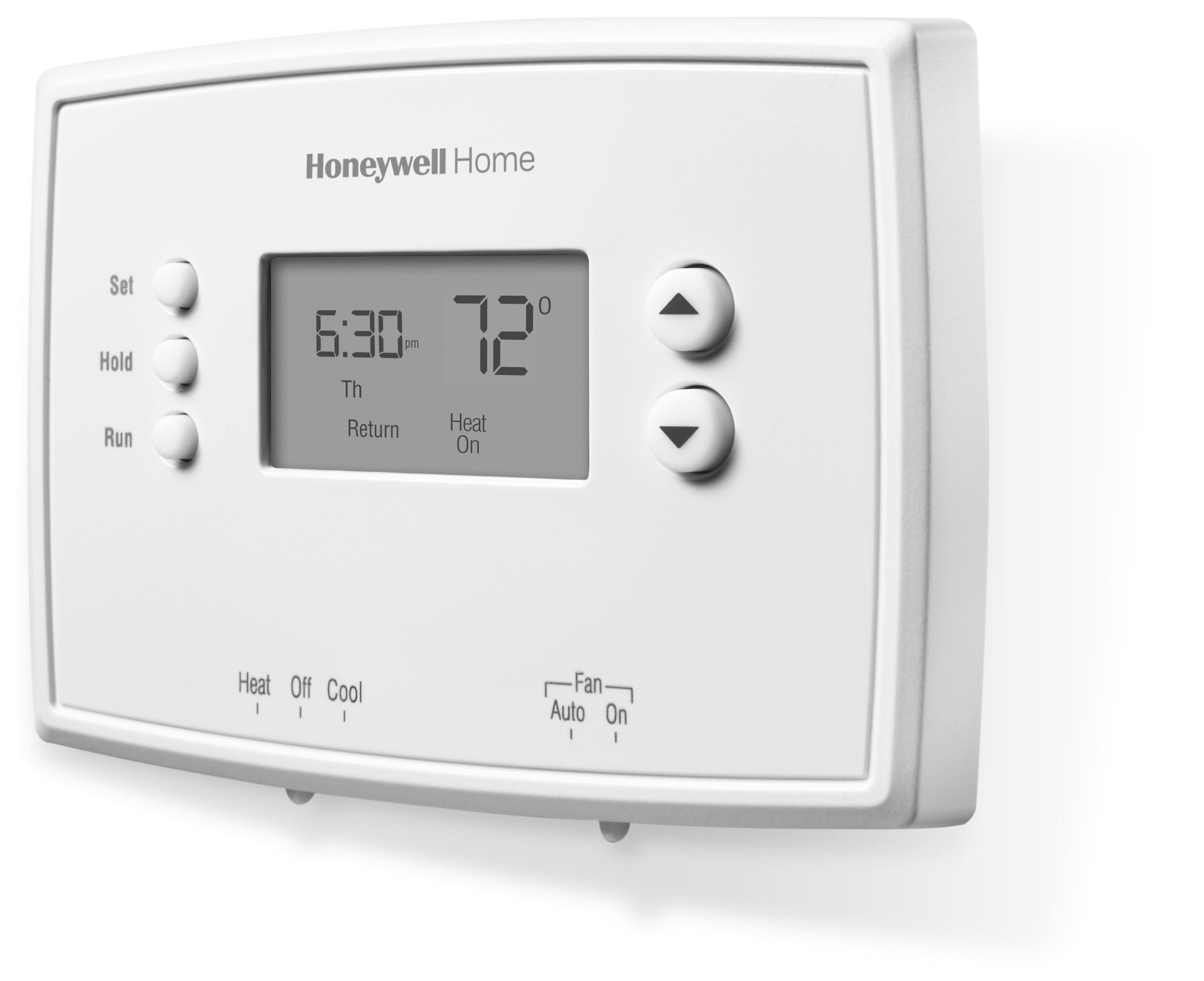 Honeywell Home 1-Week Programmable Thermostat: Digital, Audible Alert, White, Battery Operated