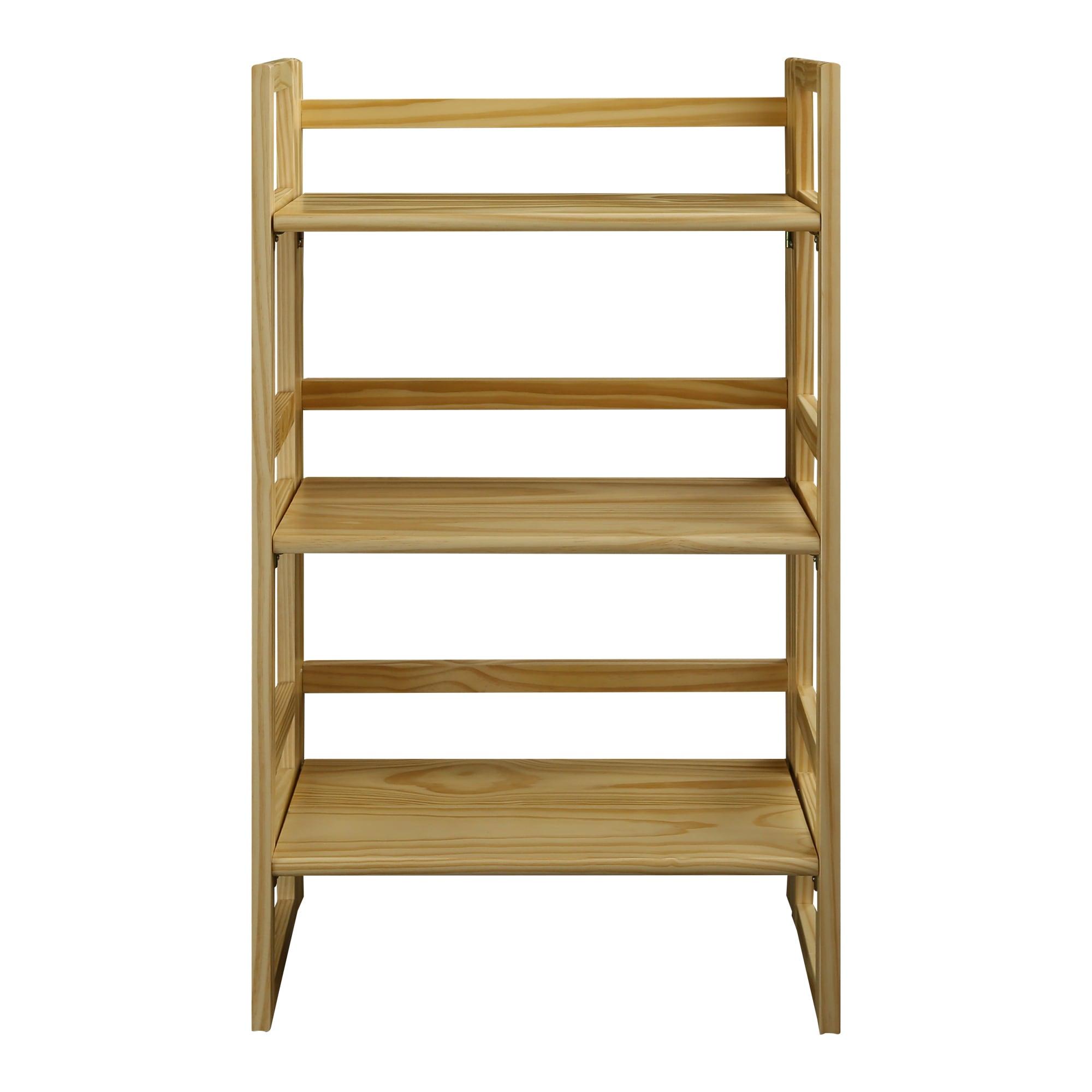 Casual Home 3 Shelf Folding Student Office Bedroom Living Room Bookcase, Natural