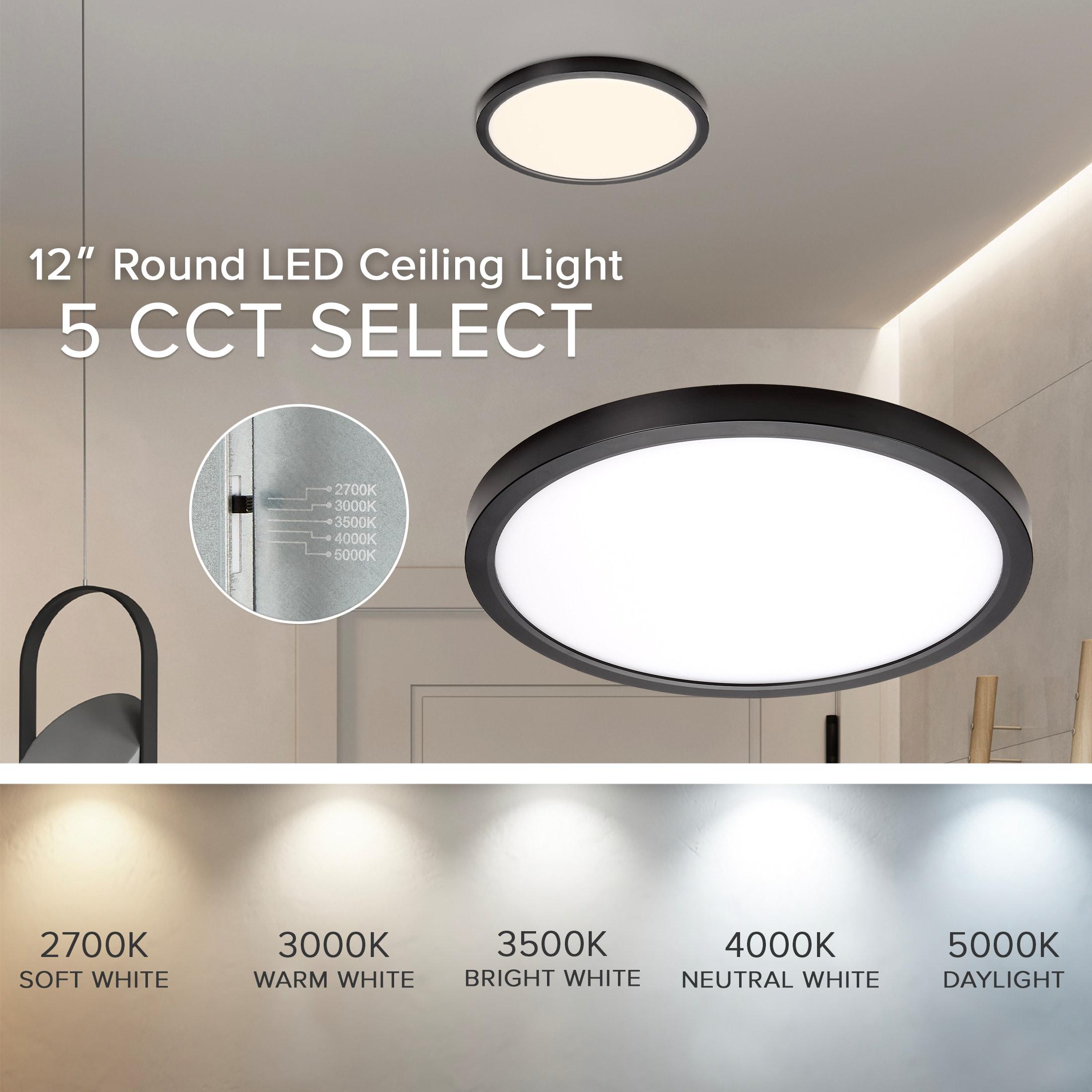 Maxxima 12 in. LED Flush Mount Ceiling Light, 5 CCT Round Panel Light