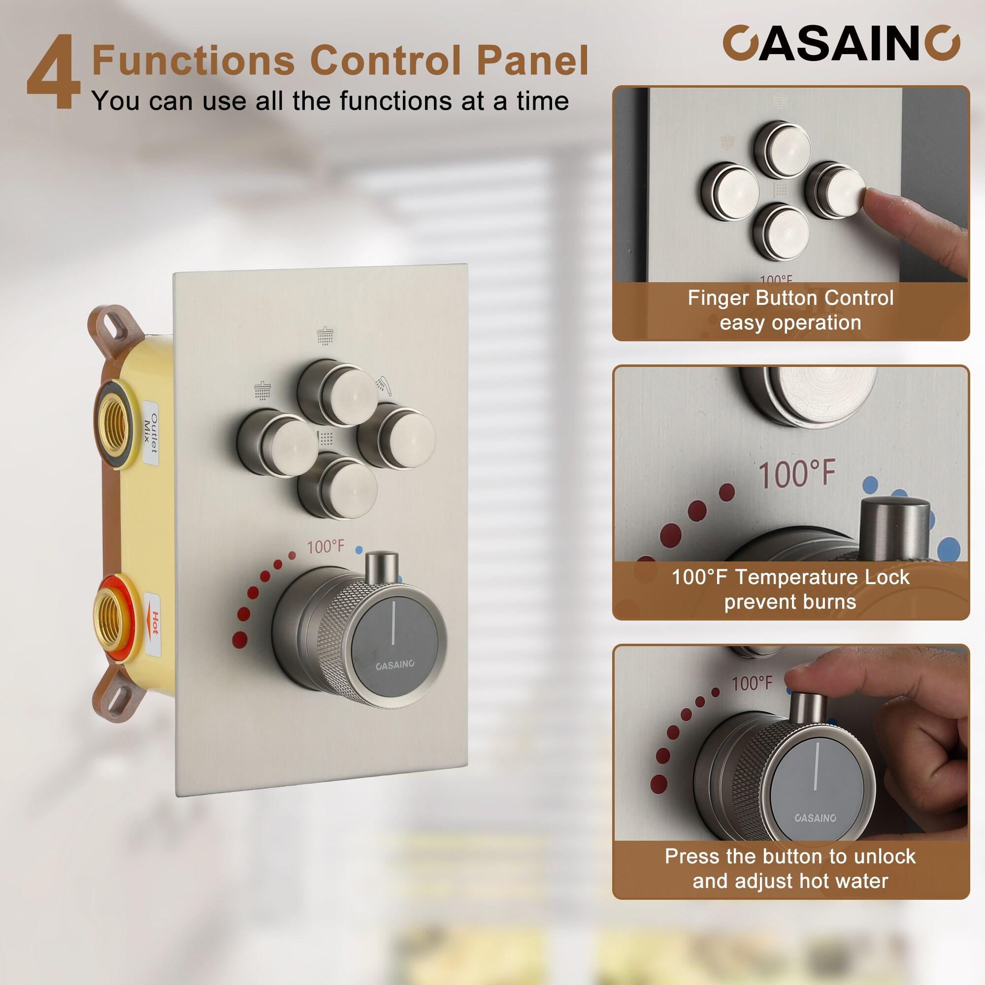 CASAINC Single Handle Thermostatic 4-function Shower Faucet Dual Showerhead