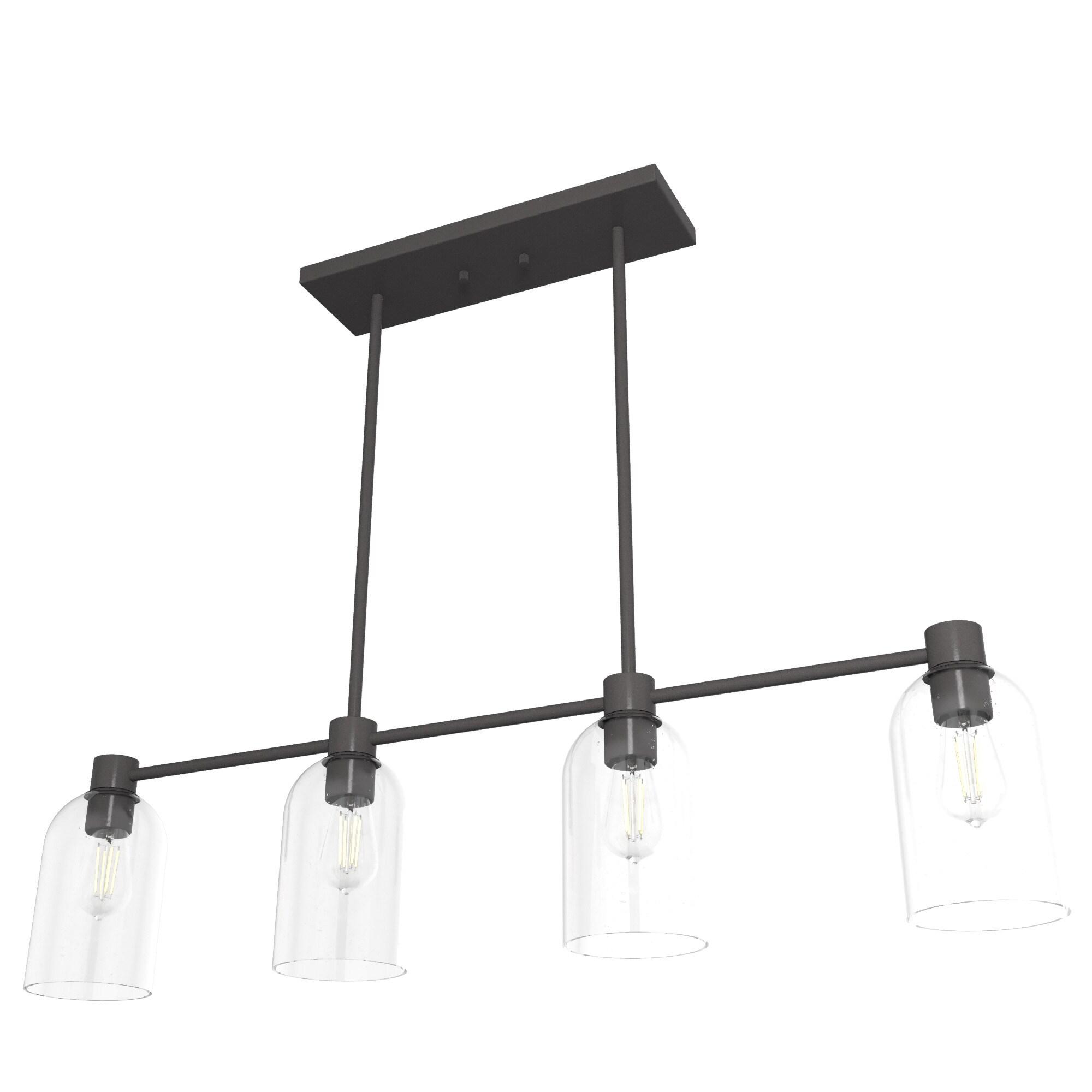 Hunter - Lochemeade 4-light Noble Bronze, Large Chandelier, Dimmable, Linear Shaped, for Bedrooms, Kitchens, Dining, Living Rooms - 19720
