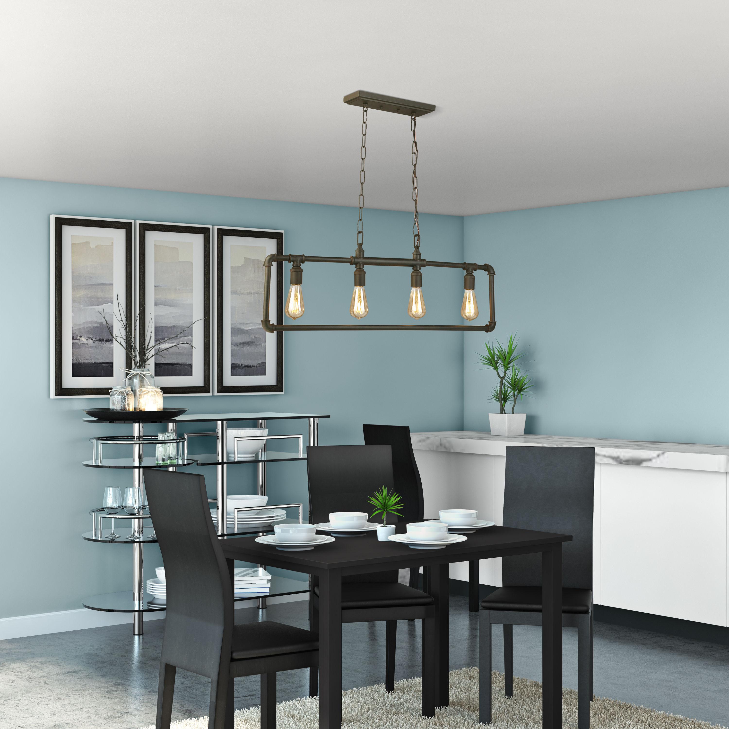 202847A-Eglo Lighting-Wymer - 35.13 Inch Four Light Pendant-Matte Bronze Finish