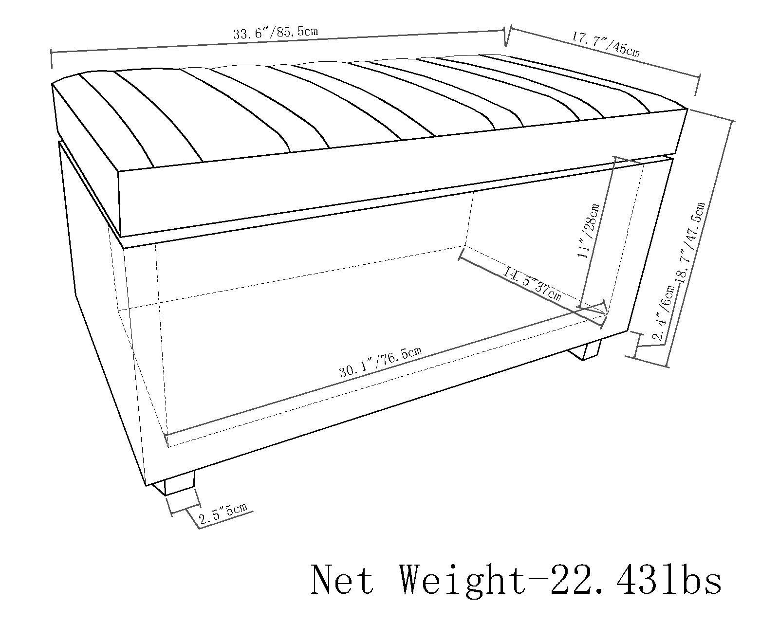 Simpli Home Darcy 33"W Upholstered Storage Ottoman Bench with Large Interior Storage and Child Safety Hinges