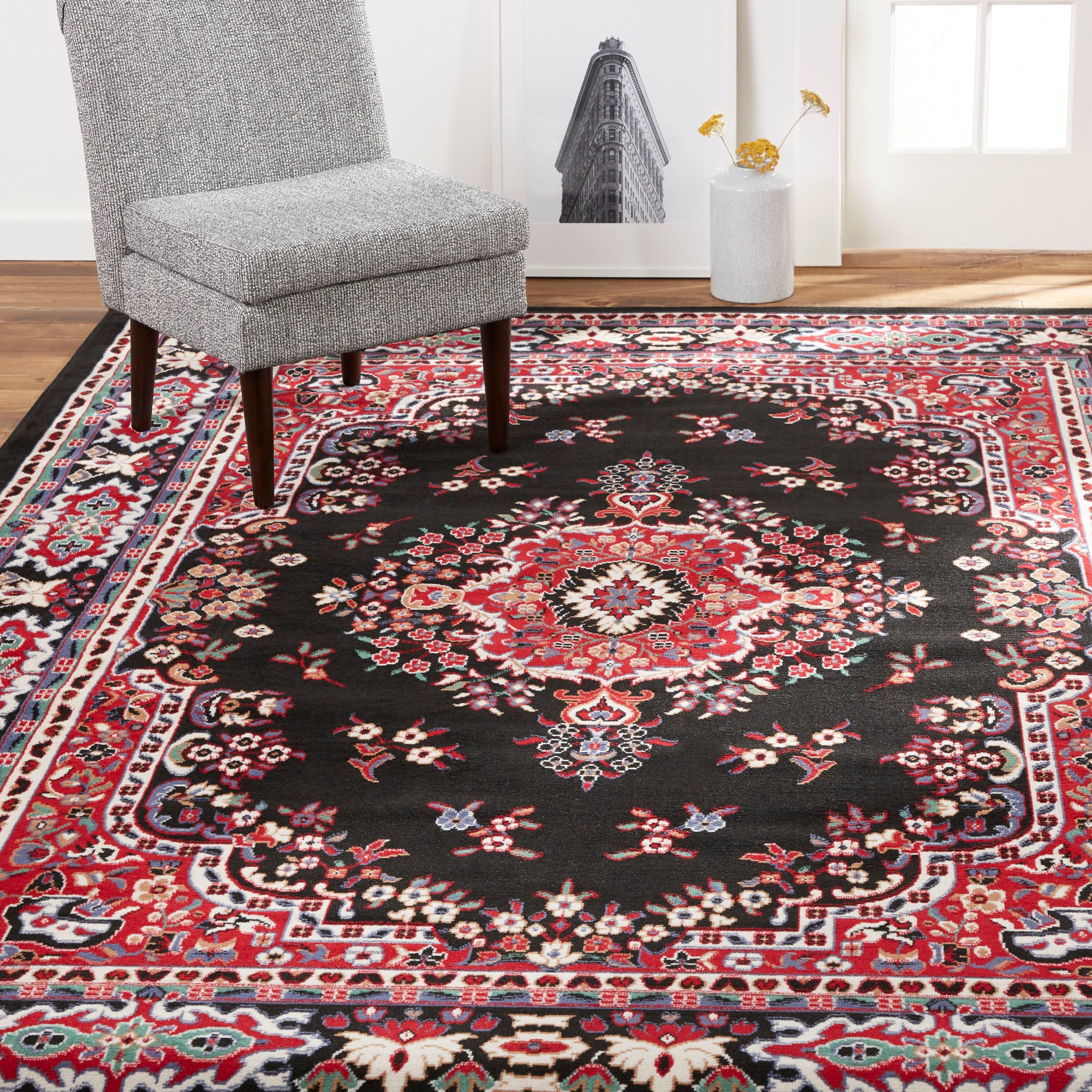Home Dynamix Premium Sakarya Traditional Medallion Area Rug, Black/Red, 5'2"x7'4"