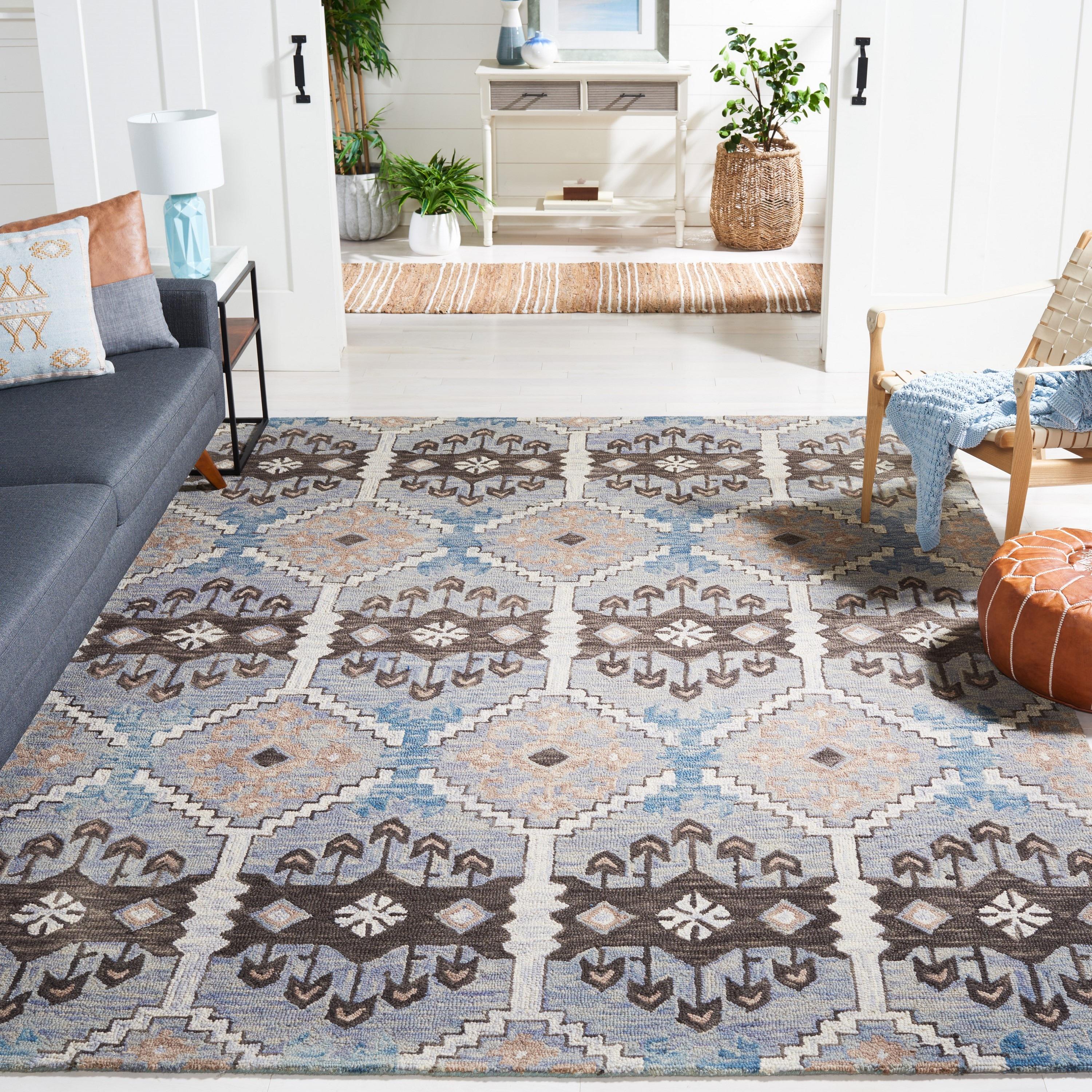 Aspen APN512 Hand Tufted Area Rug - Light Blue/Cream - 8' X 10' - Safavieh.