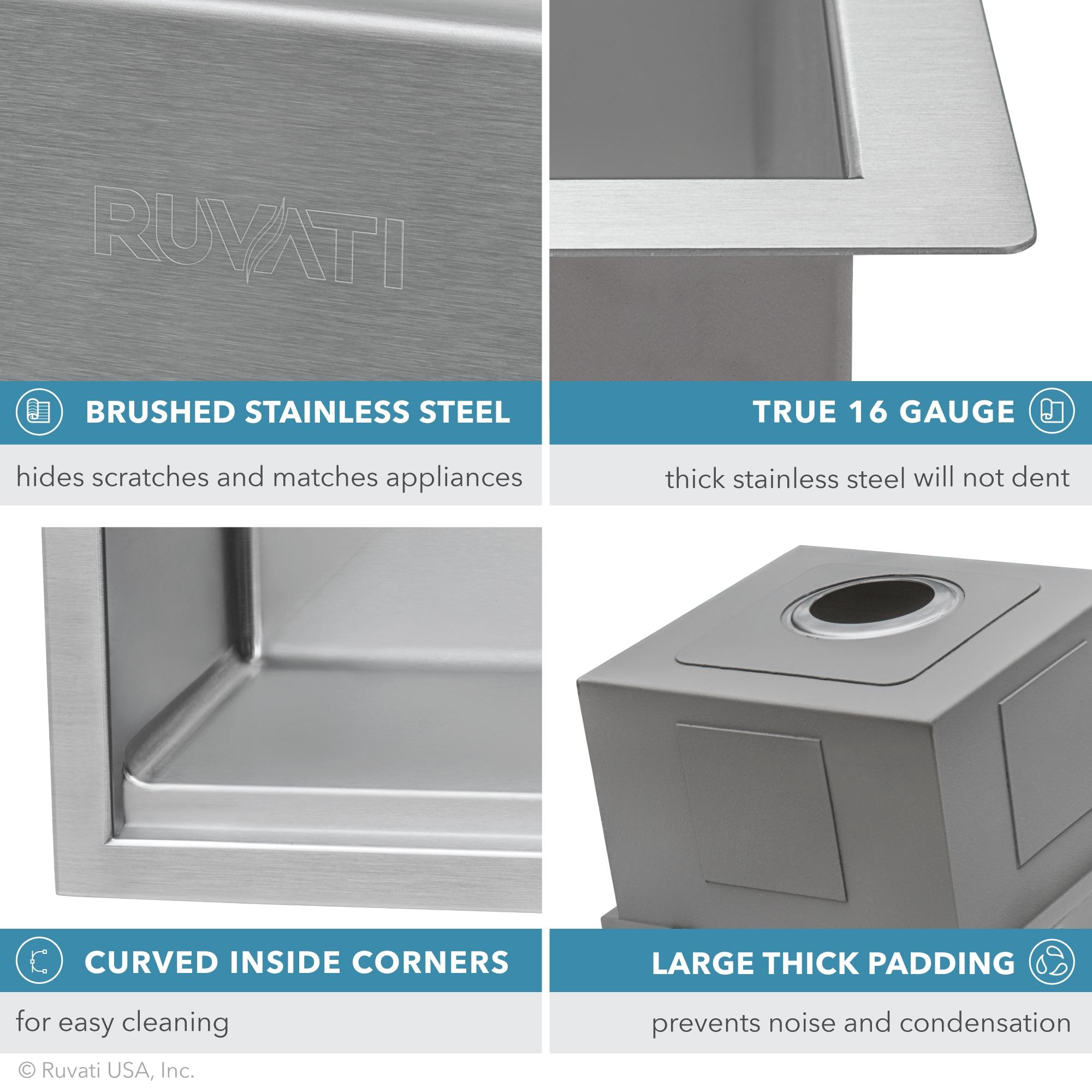 Ruvati Workstation Rounded Corners Undermount Ledge Kitchen Sink with Accessories