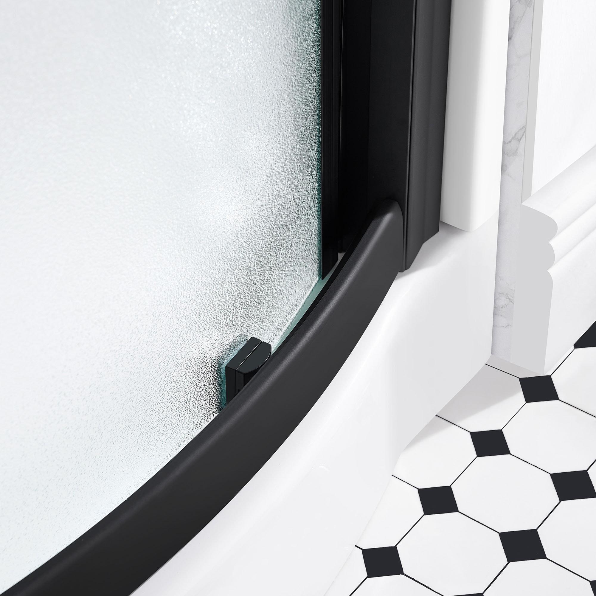 Ove Decors OVE Decors Breeze 35 in. Round Shower Kit w/ Frosted, Base, Wall 15SKA-BREF34-BLKAC