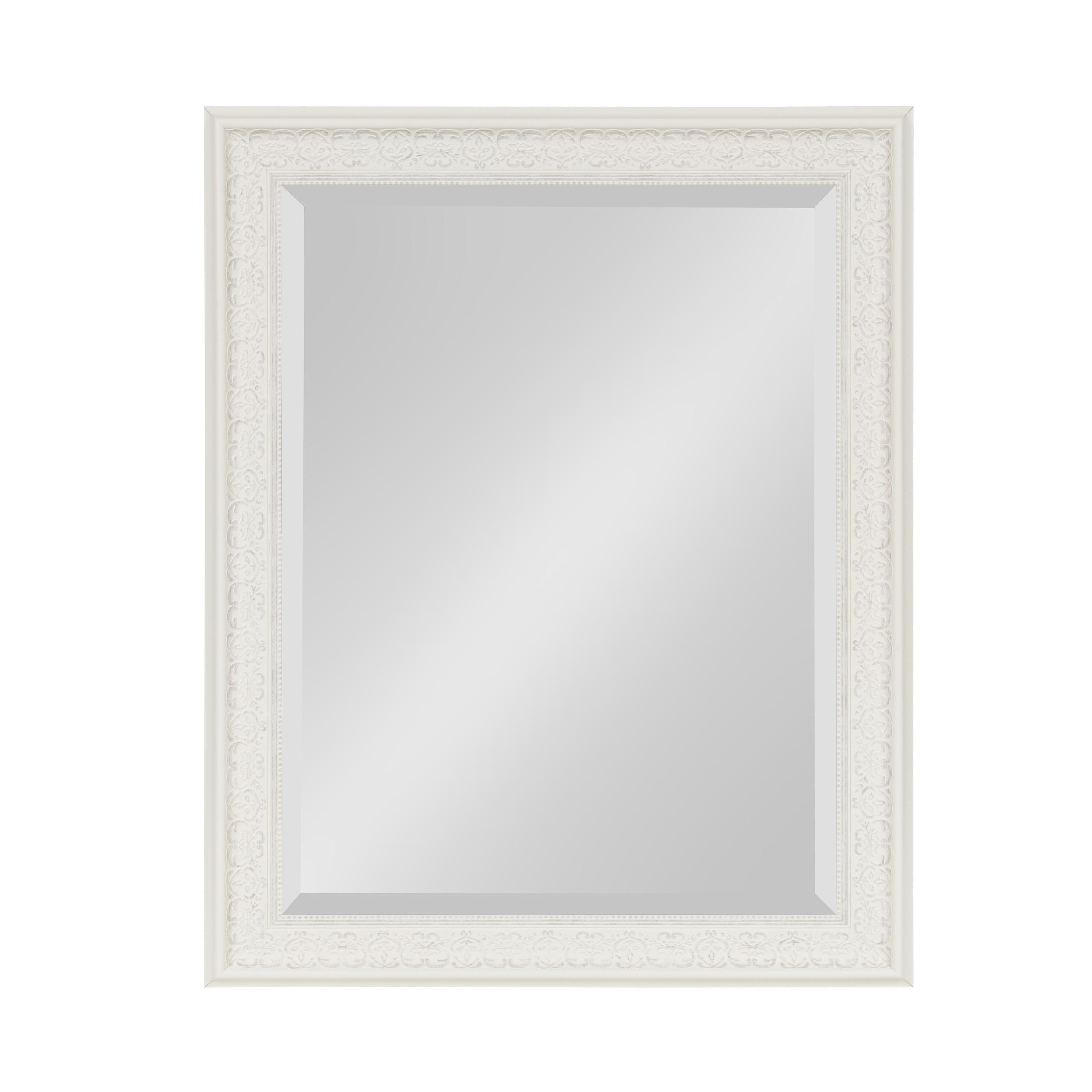Kate and Laurel - Alysia Decorative Frame Rectangle Wall Mirror, 22.5 x 28.5 White