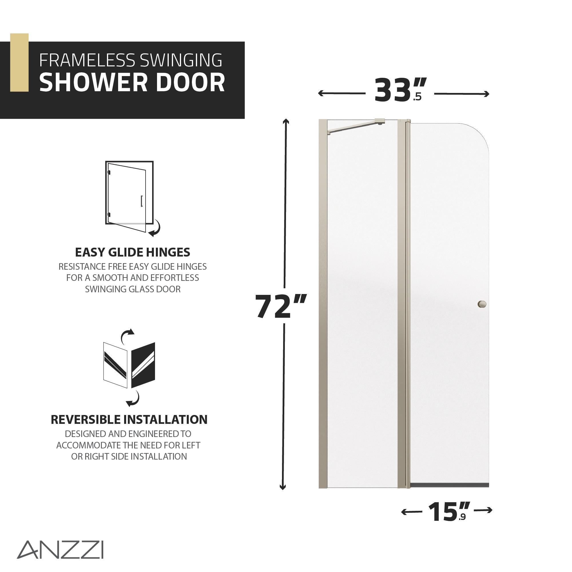 ANZZI Anzzi 33.3” W x 72” H Frameless Shower Door SD-AZ14-01BN