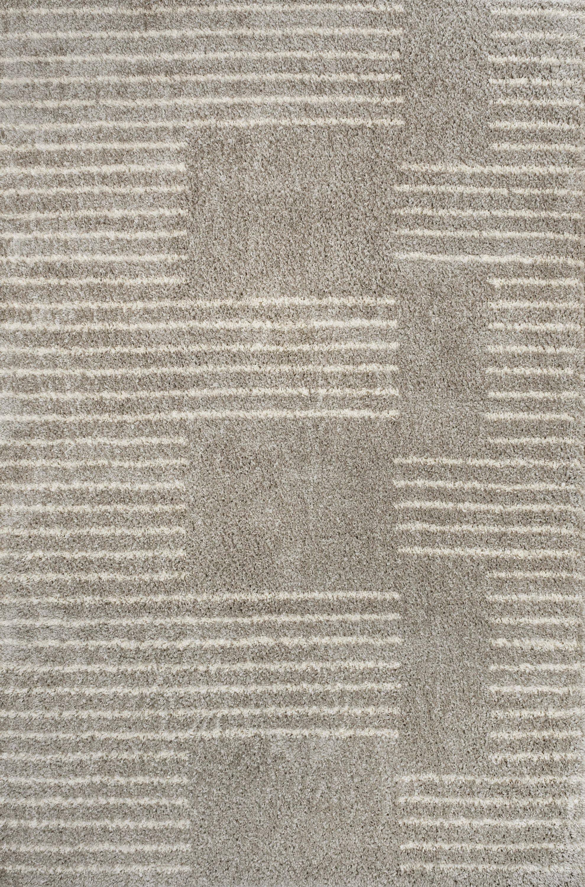 JONATHAN Y Petra Abstract Stripe Geometric Shag Gray/Ivory 3 ft. x 5 ft. Area Rug