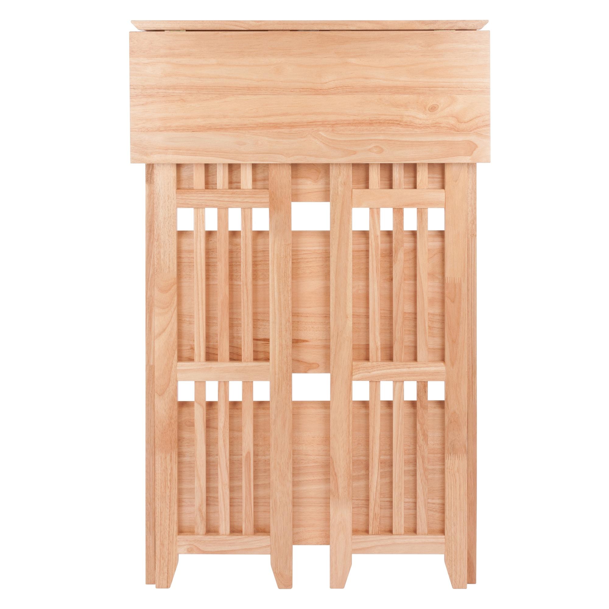 42" 4 Tier Foldable Bookshelf Natural - Winsome: Beech Wood, Slatted-Side, Home Office Storage