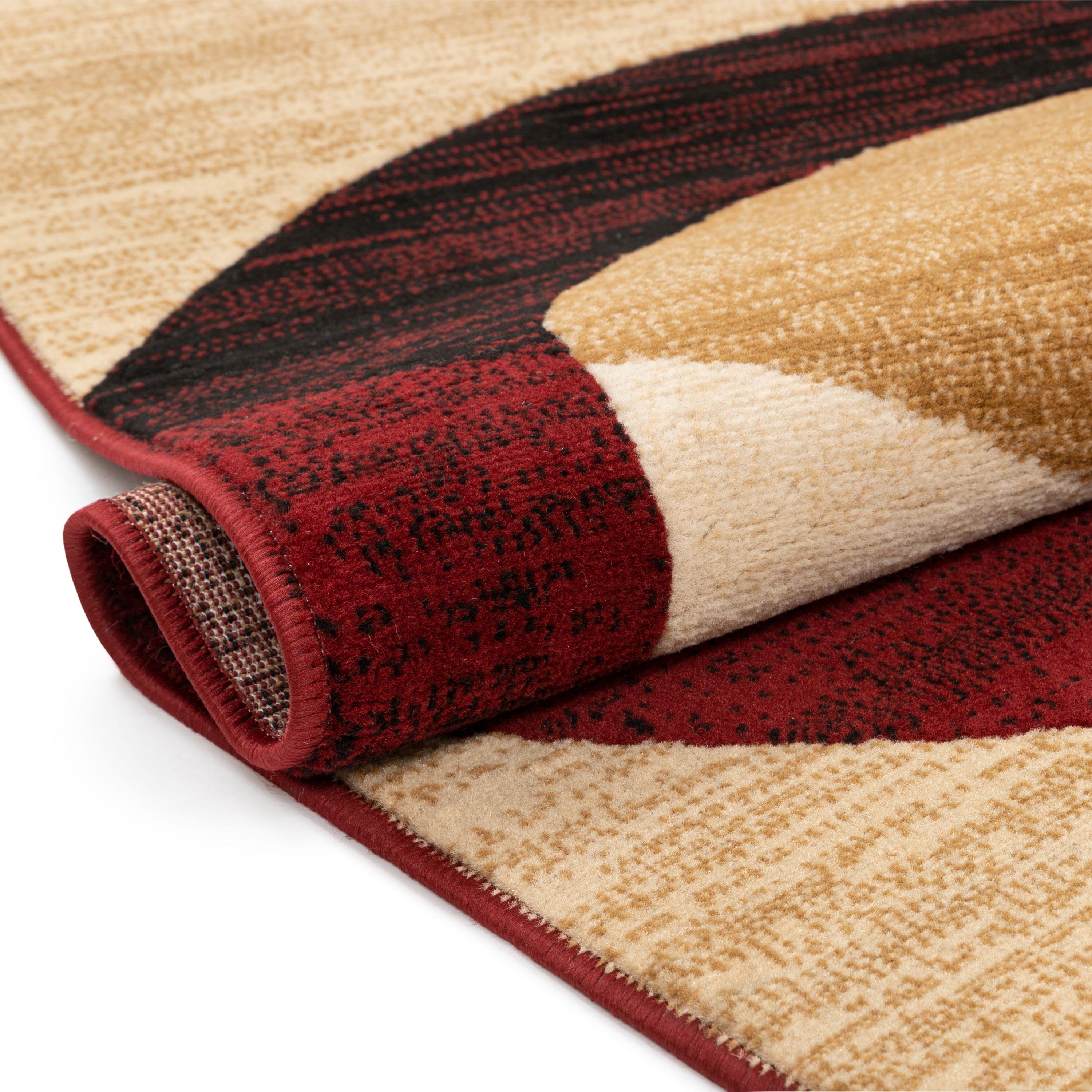 Well Woven 5 x 7 (ft) Loomed Polypropylene Red Rectangular Indoor Geometric Mid-Century Modern Area rug