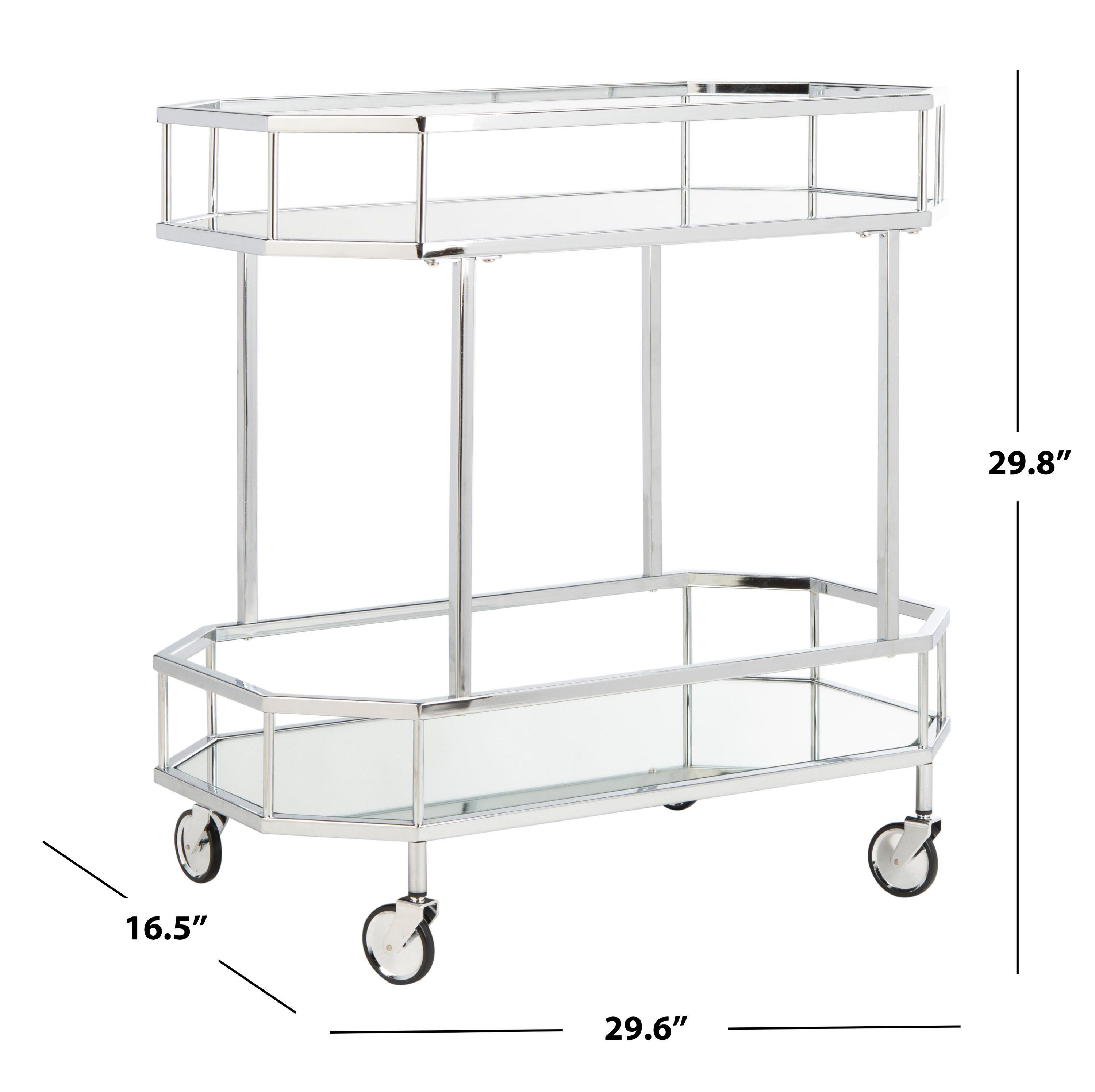 Silva 2 Tier Octagon Bar Cart - Chrome/Mirror - Safavieh