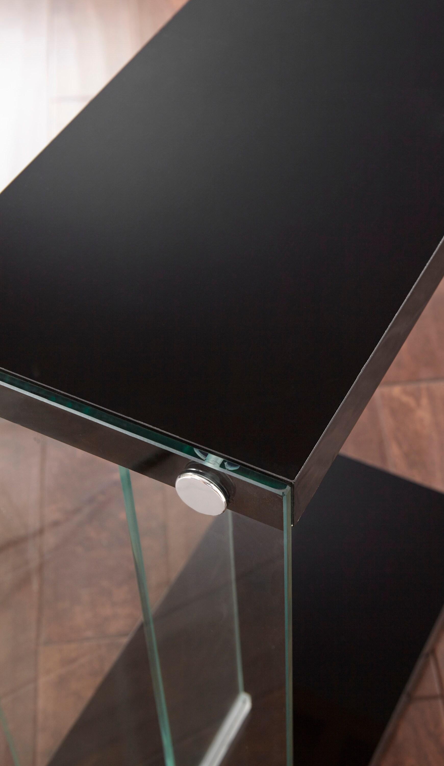 Elaina Chair Side End Table Black - Steve Silver Co.: Modern Rectangular Accent Table, Tempered Glass Frame, 2 Shelves