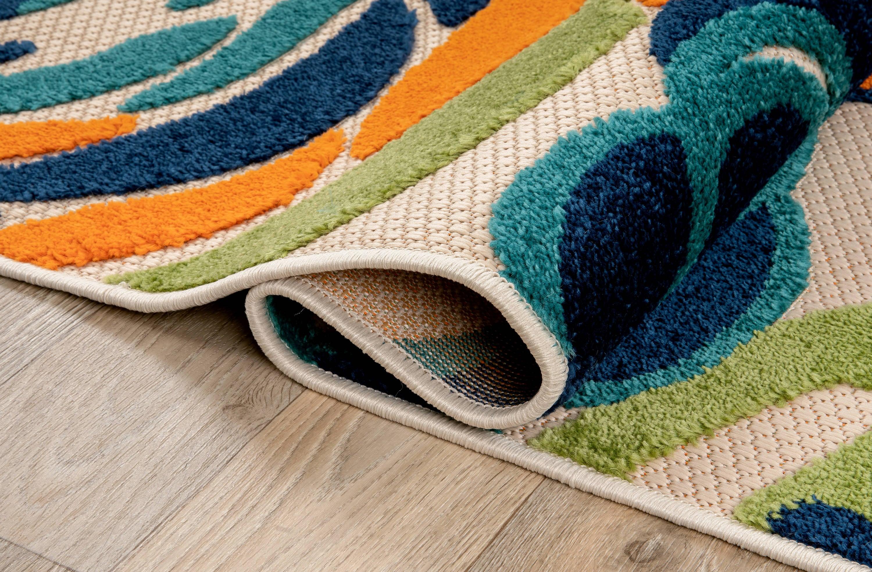 World Rug Gallery Modern Floral Indoor/Outdoor Area Rug - Multi 5' x 7'