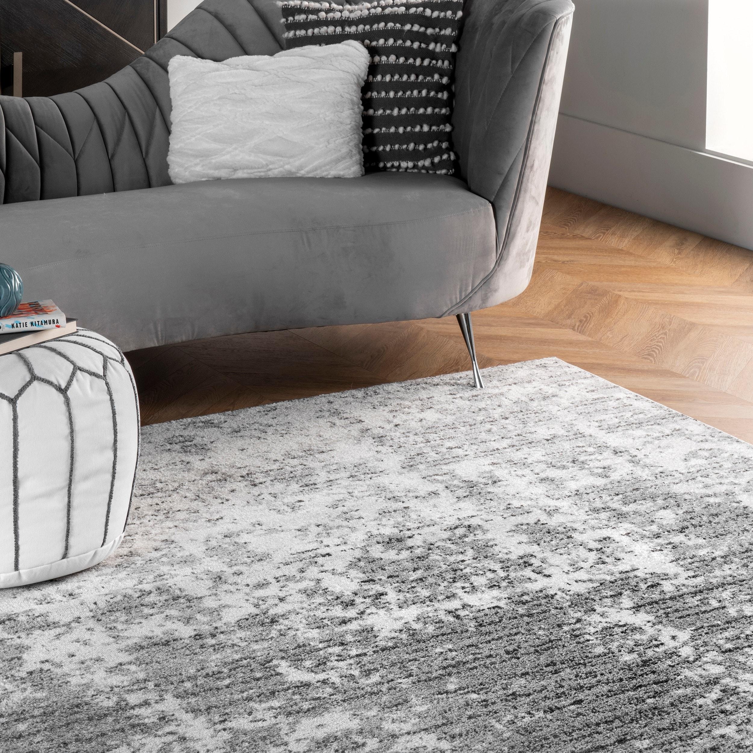 nuLOOM 6 x 6 (ft) Loomed Polypropylene Gray Square Indoor Abstract Area rug