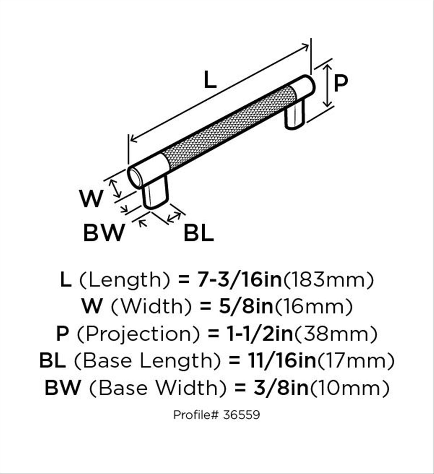 Amerock Esquire 6-5/16 inch (160mm) Center-to-Center Polished Nickel/Gunmetal Cabinet Pull