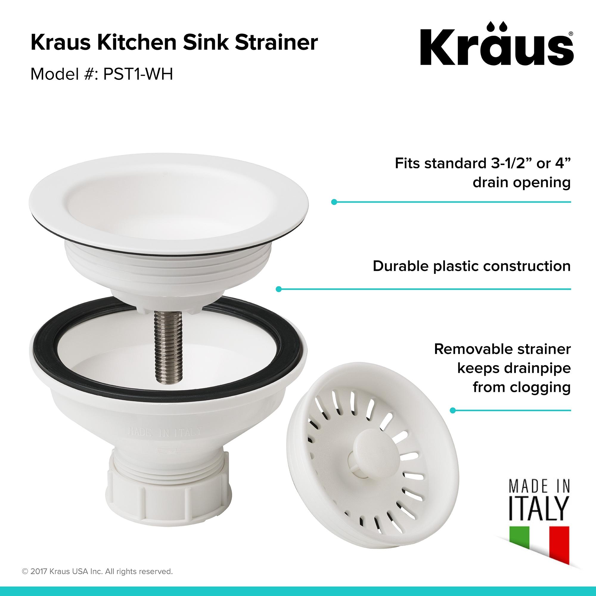 Kraus KRAUS Quarza™ 33" L Dual Mount 60/40 Double Bowl Granite Kitchen Sink and Strainers KGD-442WHITE-PST1-WH