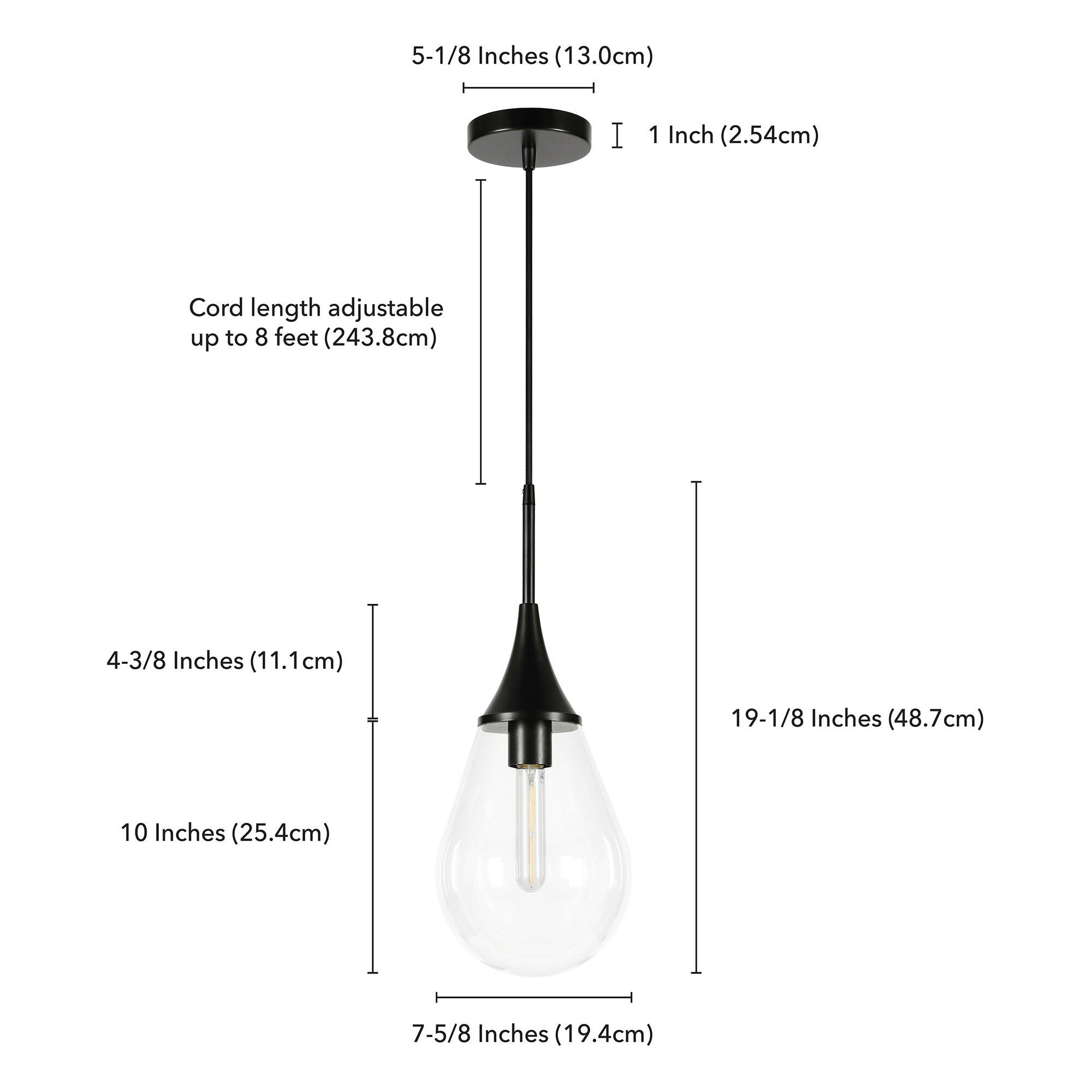 Ambrose Teardrop Glass Pendant with Polished Nickel Base