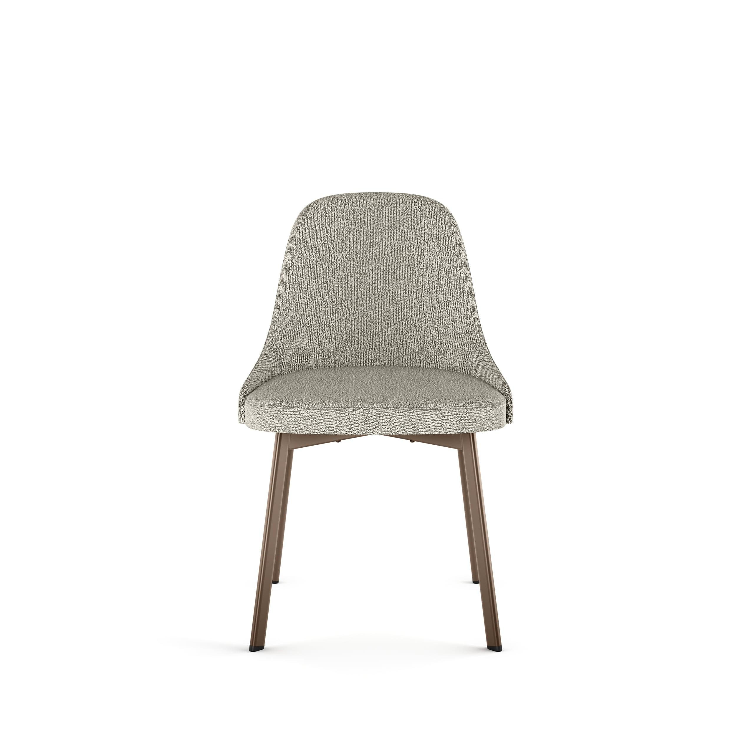 Amisco Harper Dining Chair - Light Beige & Grey Bouclé Polyester / Bronze Metal