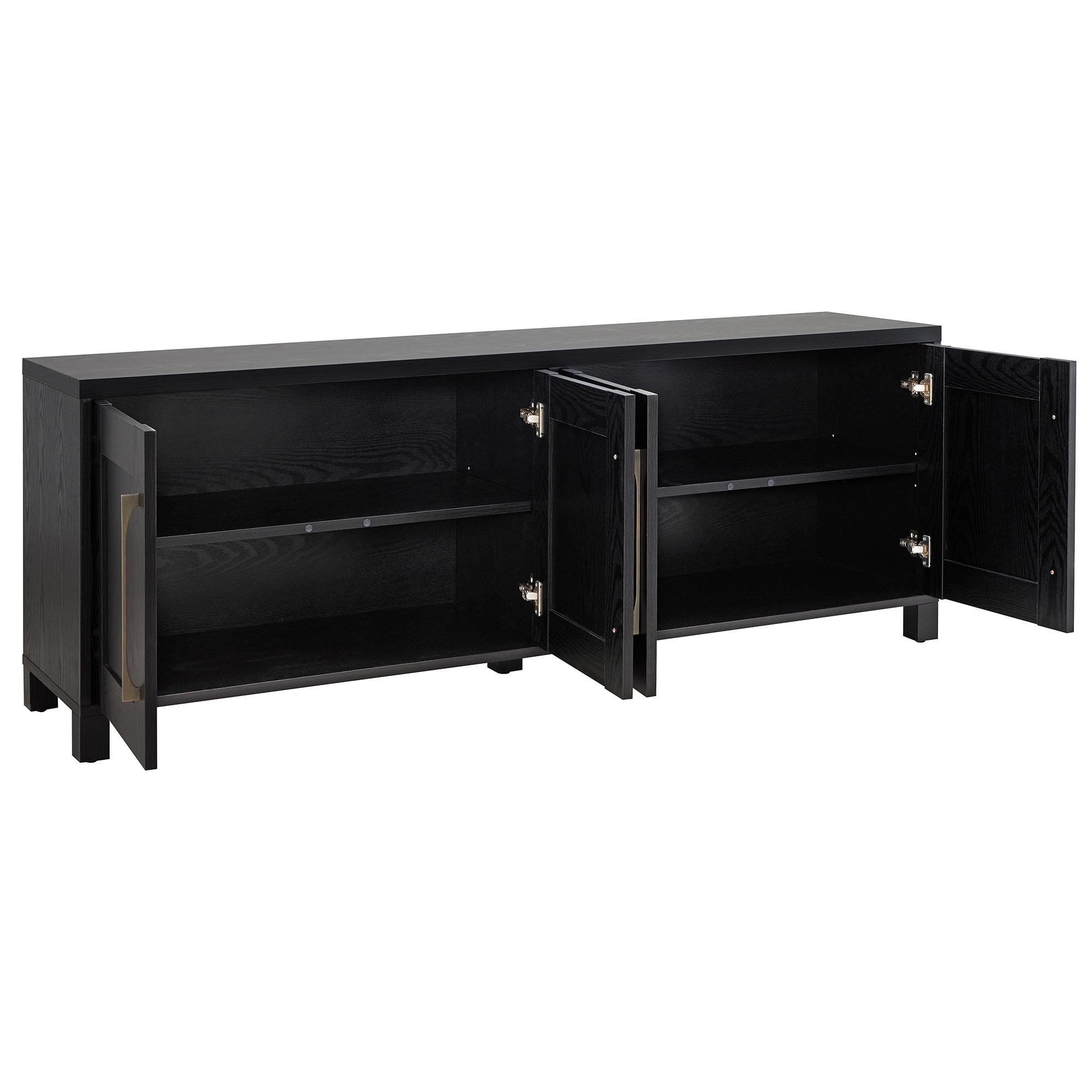 Evelyn&Zoe Chabot Rectangular TV Stand for TV's up to 75", Black Grain