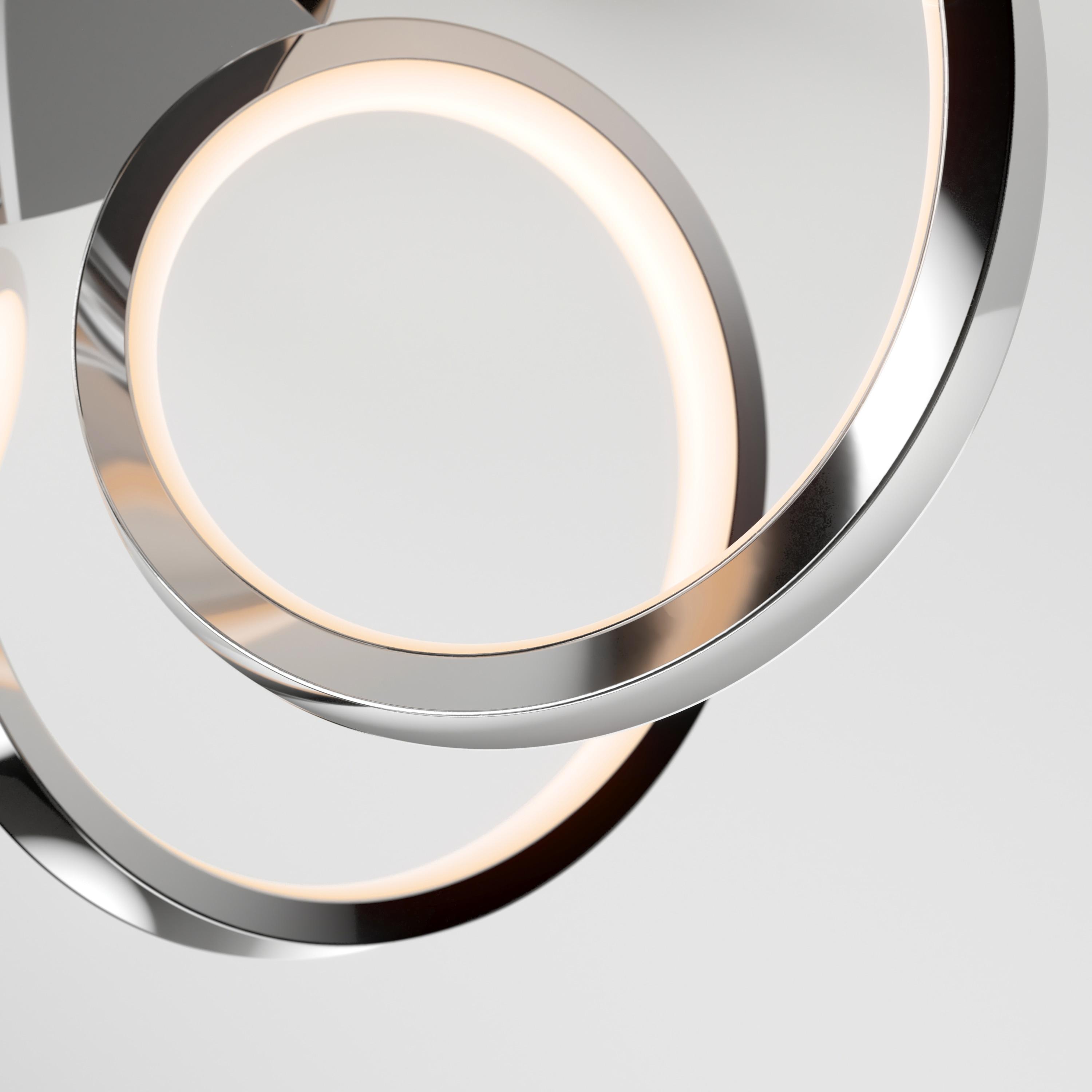 artika Swirl Ribbon 28W LED Modern Flush Mount Ceiling Light Fixture, Chrome Ideal for Bedroom, Hallway, Kitchen - 1800 Lumens 3000 Kelvin, No Bulb Required