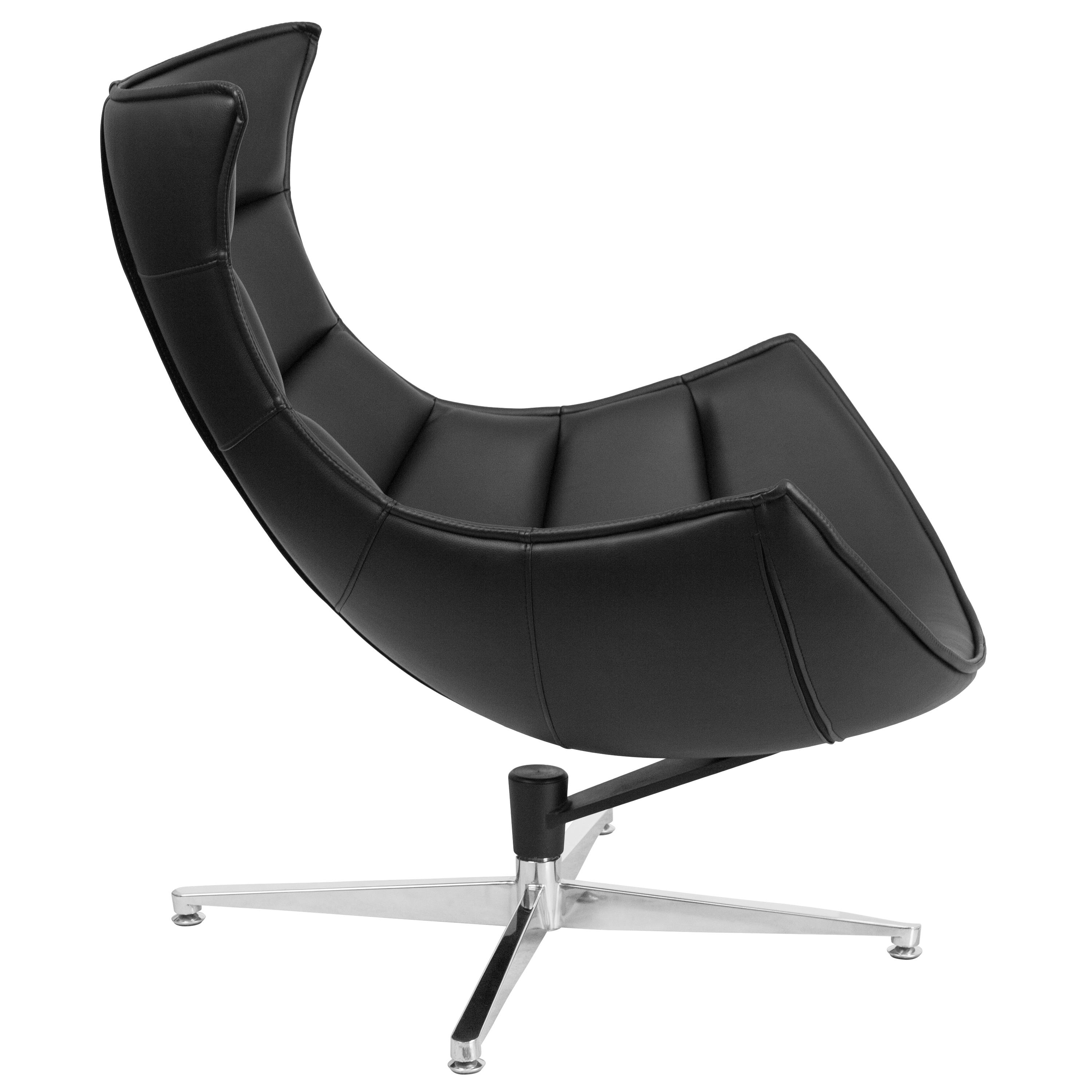 Flash Furniture Black LeatherSoft Swivel Cocoon Chair
