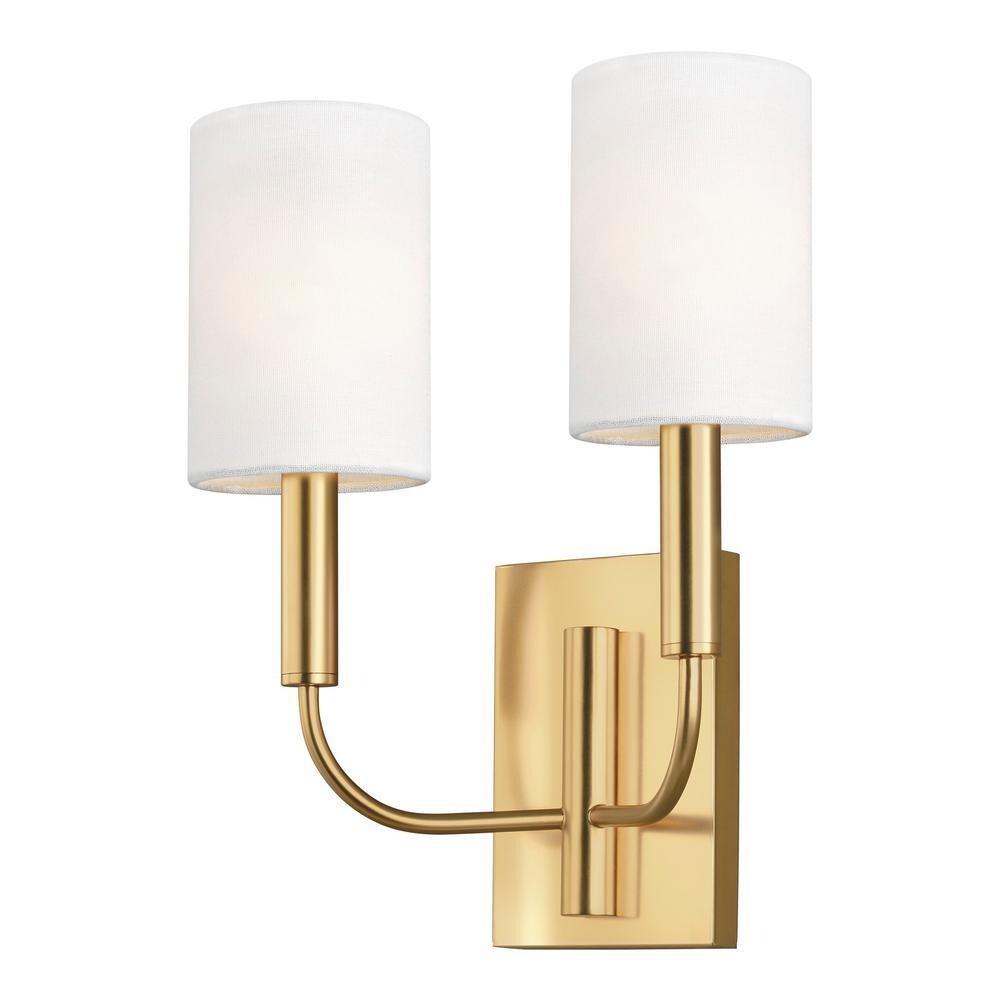 Brianna Burnished Brass 2-Light Dimmable Cylinder Sconce