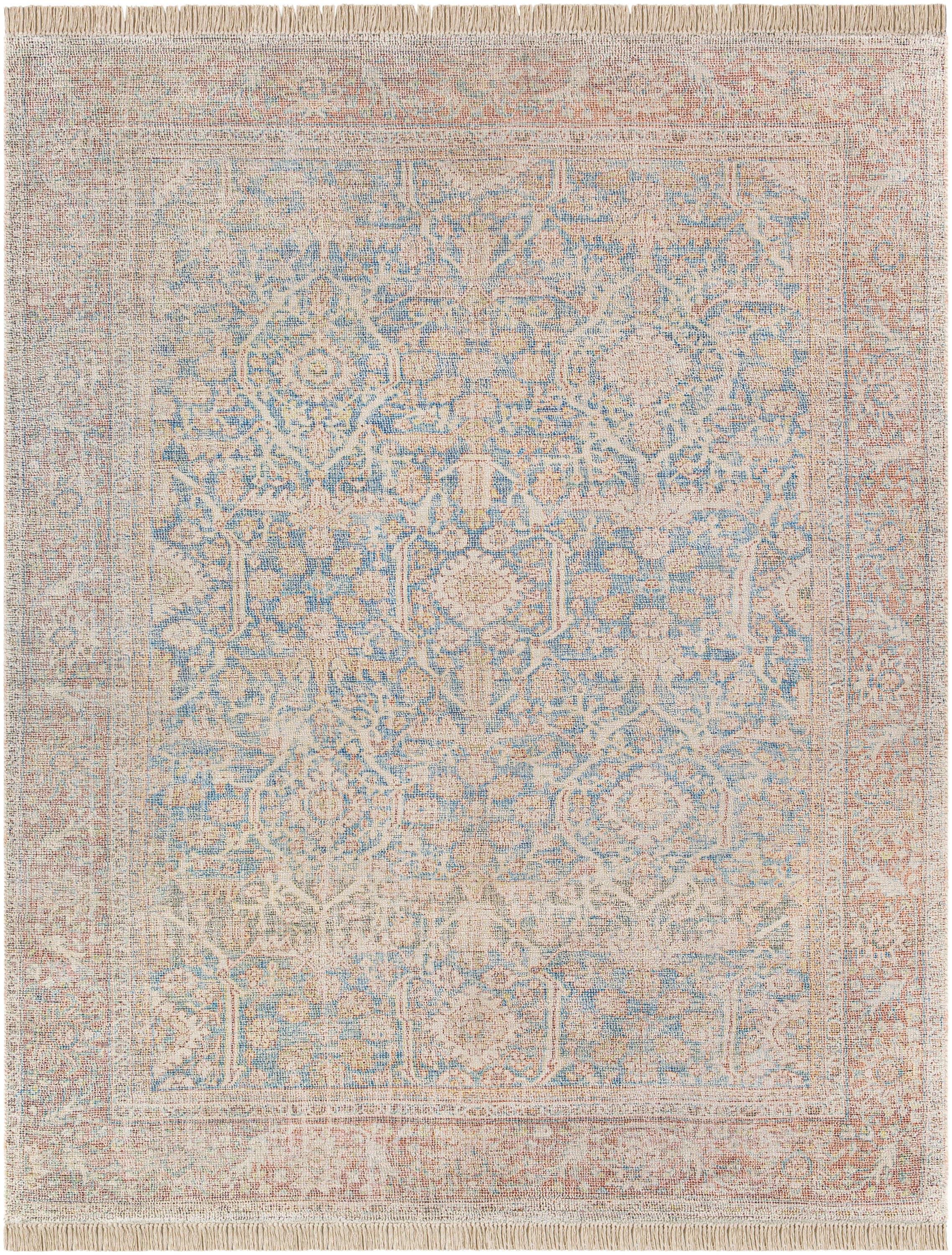 Amasya Traditional Blue Fringe 8'6" x 12' Handwoven Rug