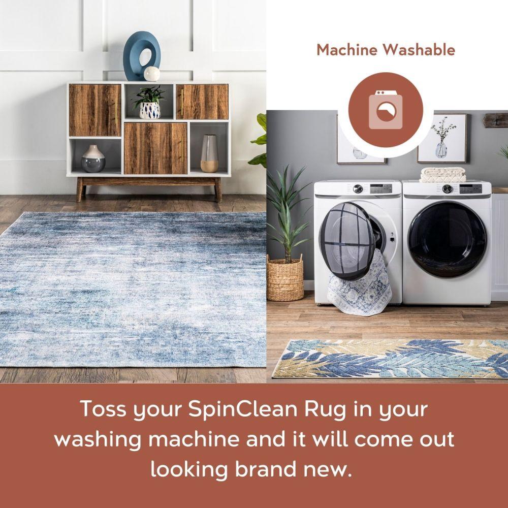 Nuloom Katia Modern Abstract Pet Friendly Machine Washable Area Rug, 5' x 8', Blue